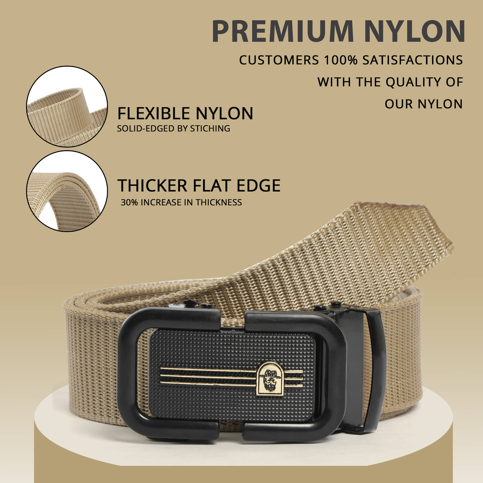     			lyvi - Khaki Nylon Men's Braided Belt ( Pack of 1 )