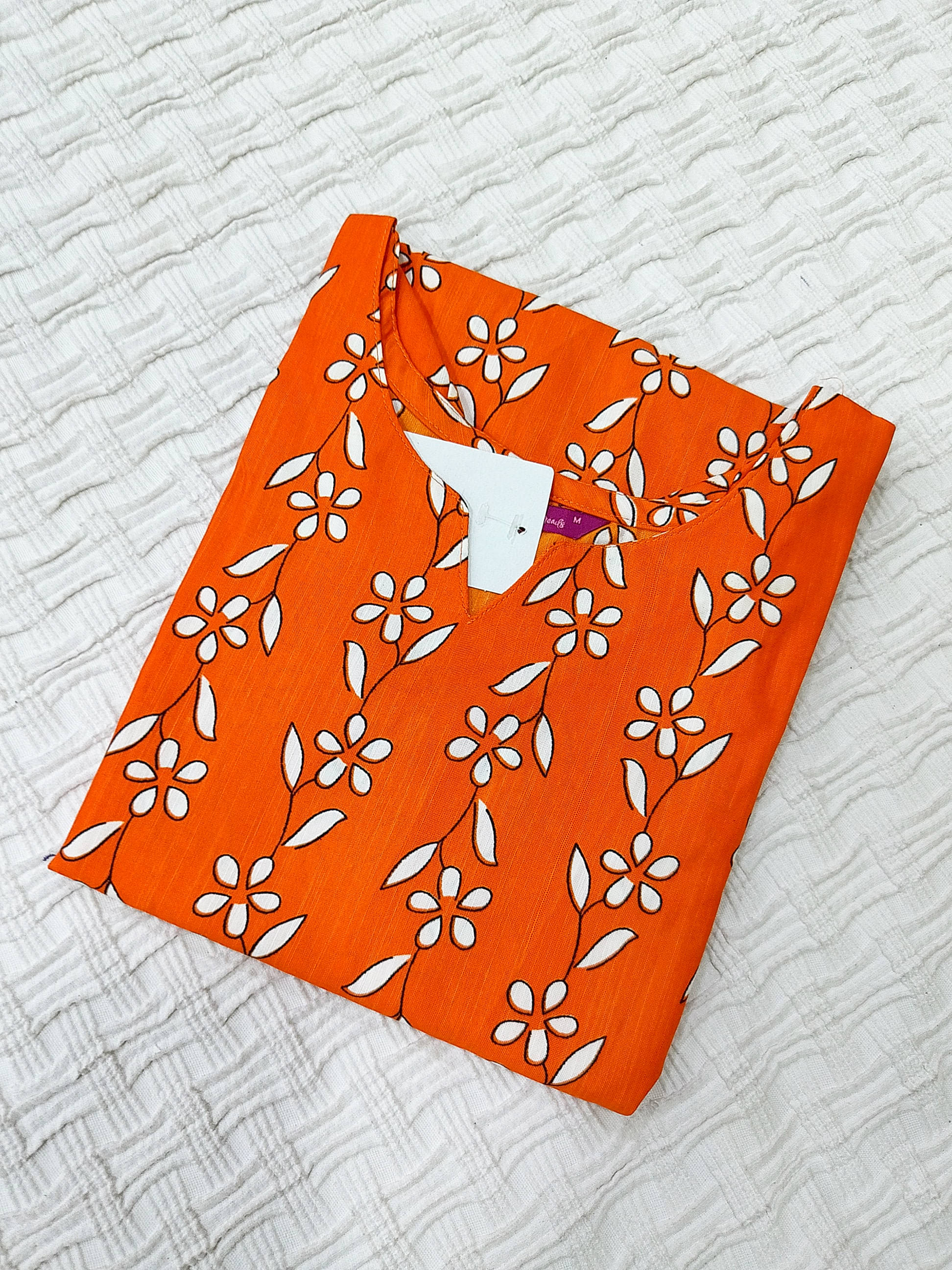 1 Stop Fashion Women Cotton Blend Printed Kurti ( Orange ) 1 Stop Fashion Women Cotton Blend Printed Kurti ( Orange )