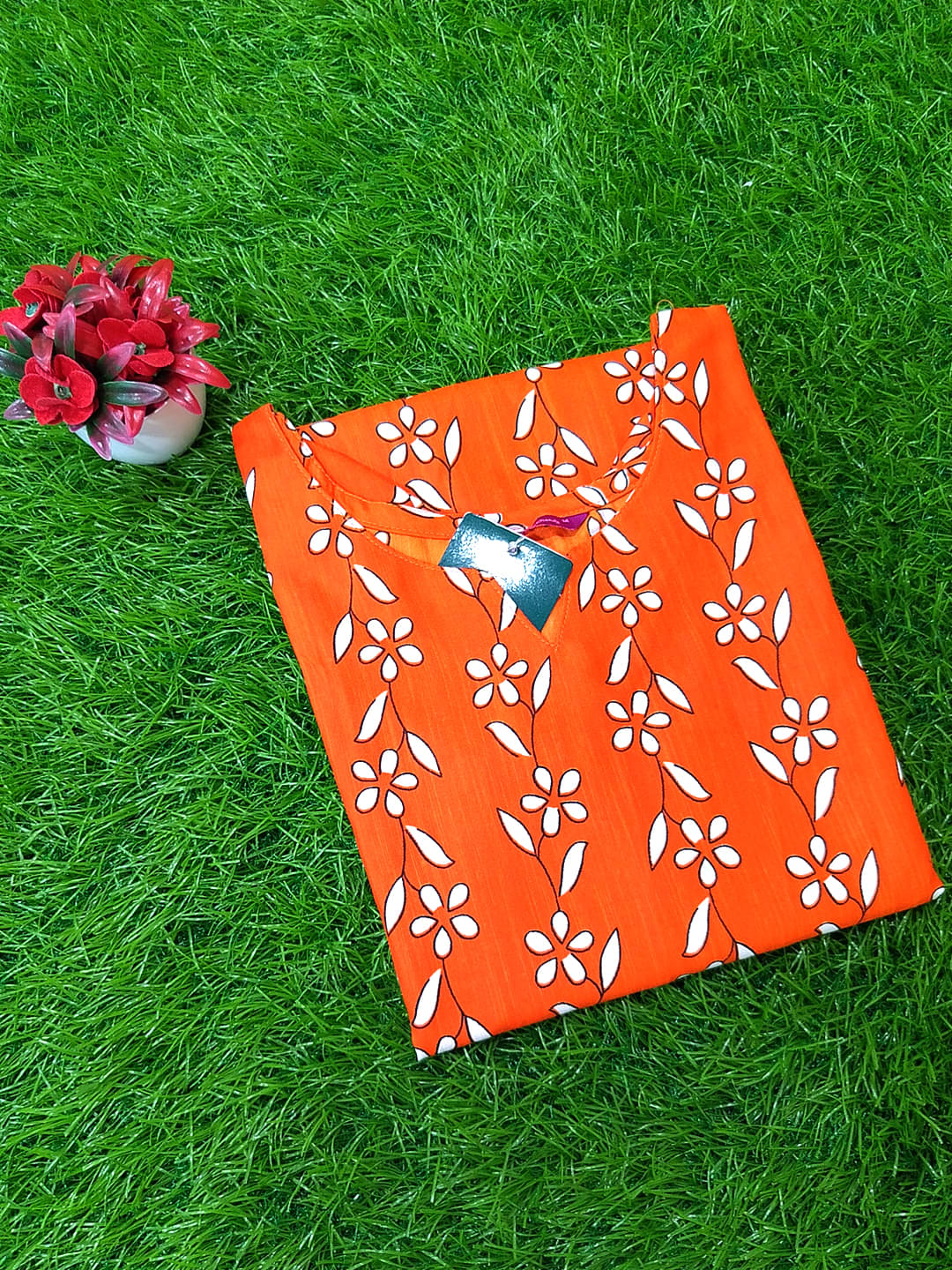 1 Stop Fashion Women Cotton Blend Printed Kurti ( Orange ) 1 Stop Fashion Women Cotton Blend Printed Kurti ( Orange )
