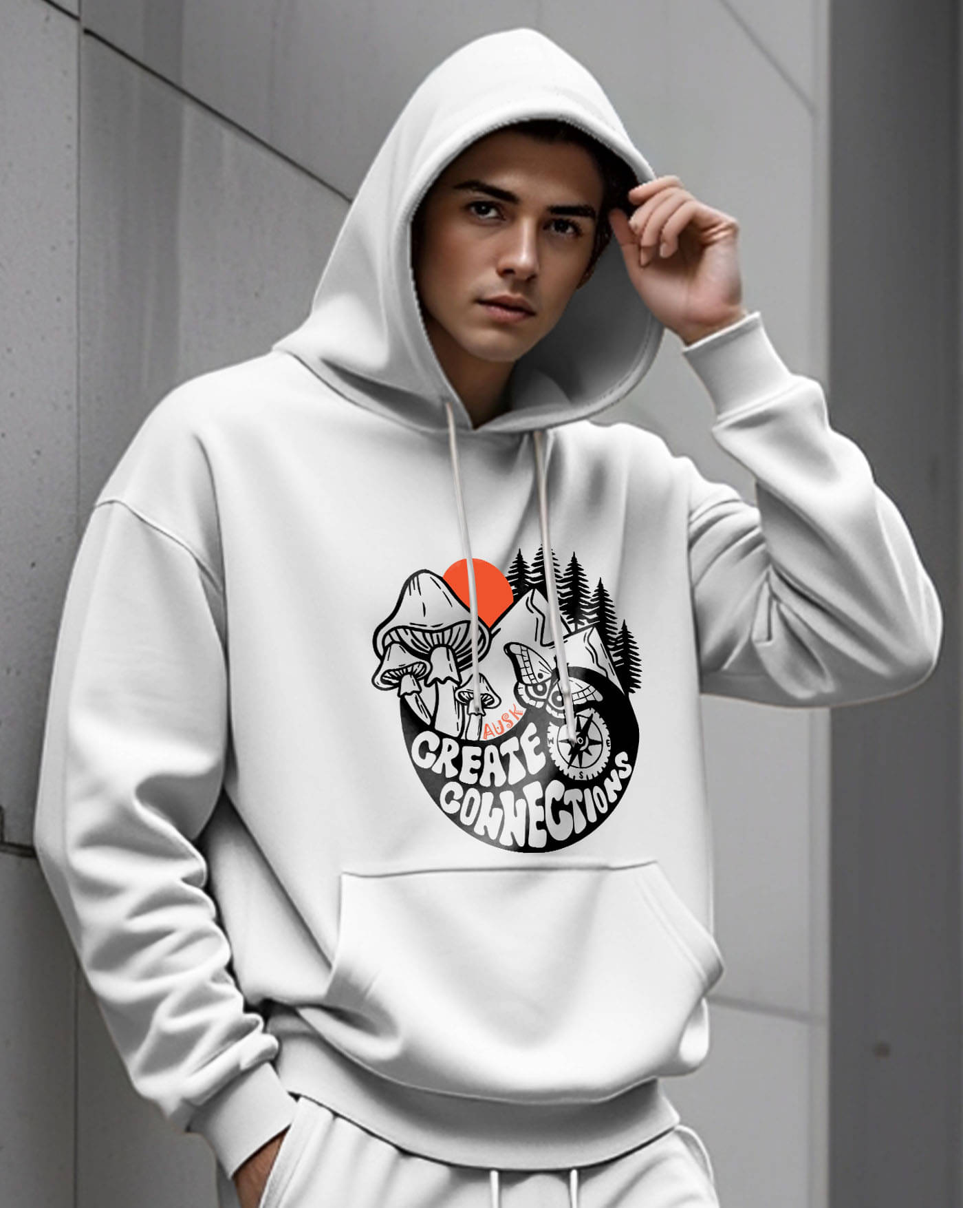     			AUSK Fleece Hooded Men's Sweatshirt - White ( Pack of 1 )
