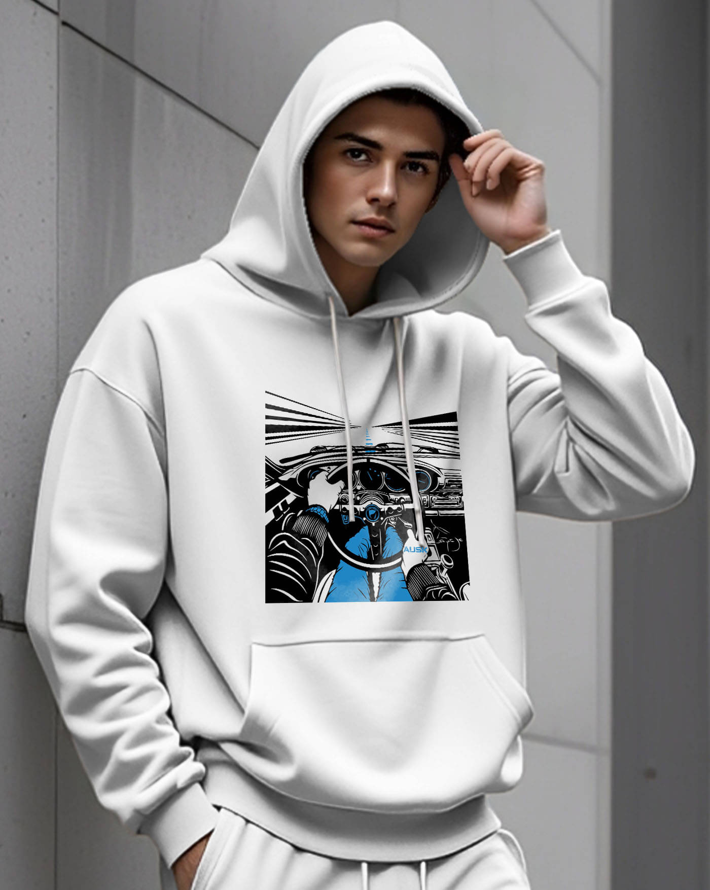    			AUSK Fleece Hooded Men's Sweatshirt - White ( Pack of 1 )