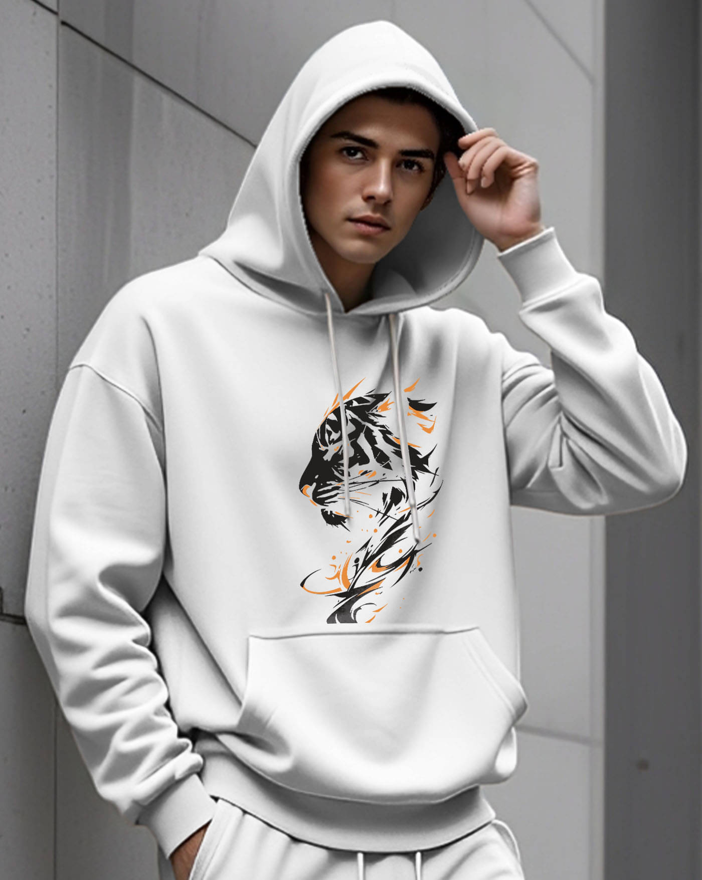     			AUSK Fleece Hooded Men's Sweatshirt - White ( Pack of 1 )