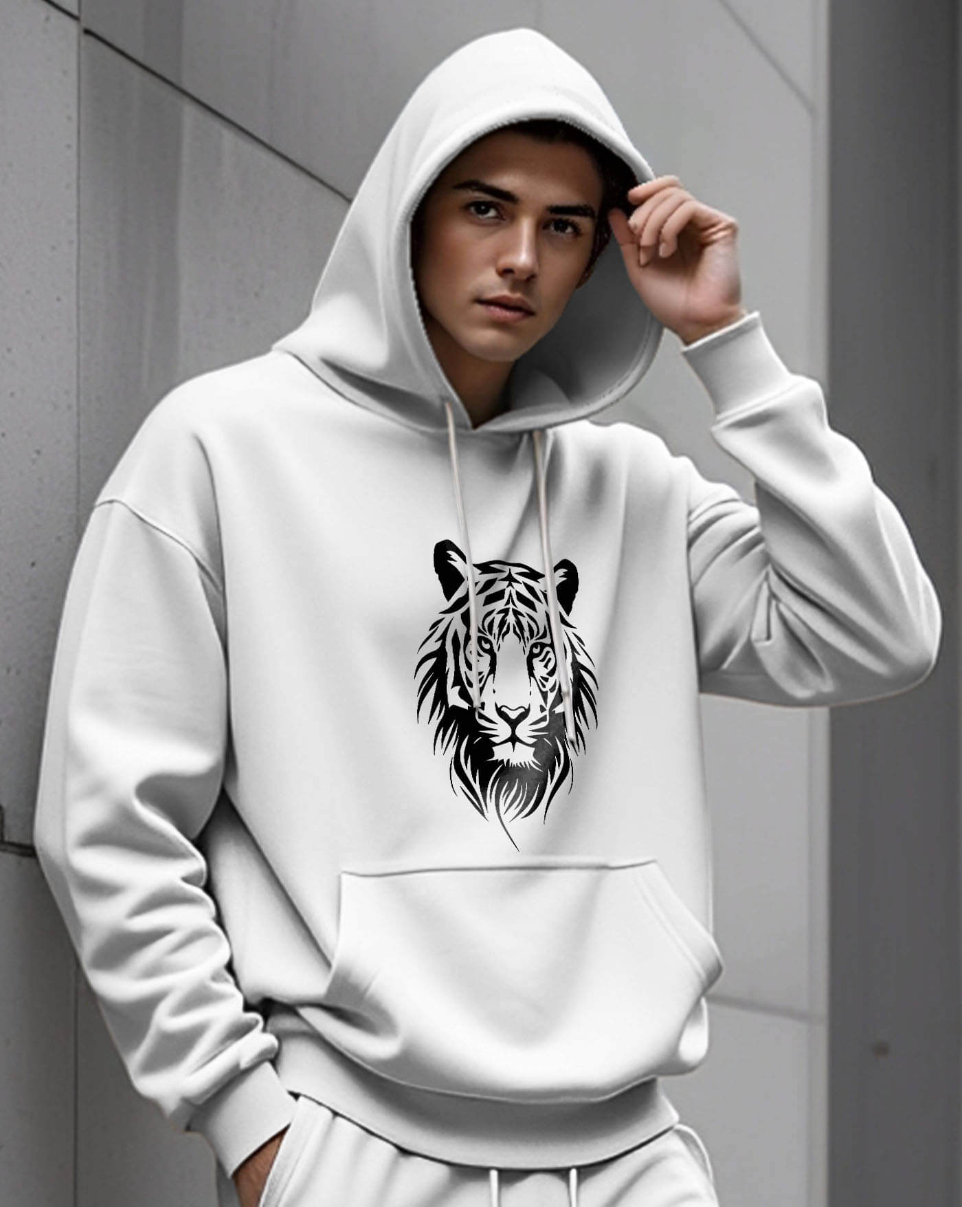     			AUSK Fleece Hooded Men's Sweatshirt - White ( Pack of 1 )