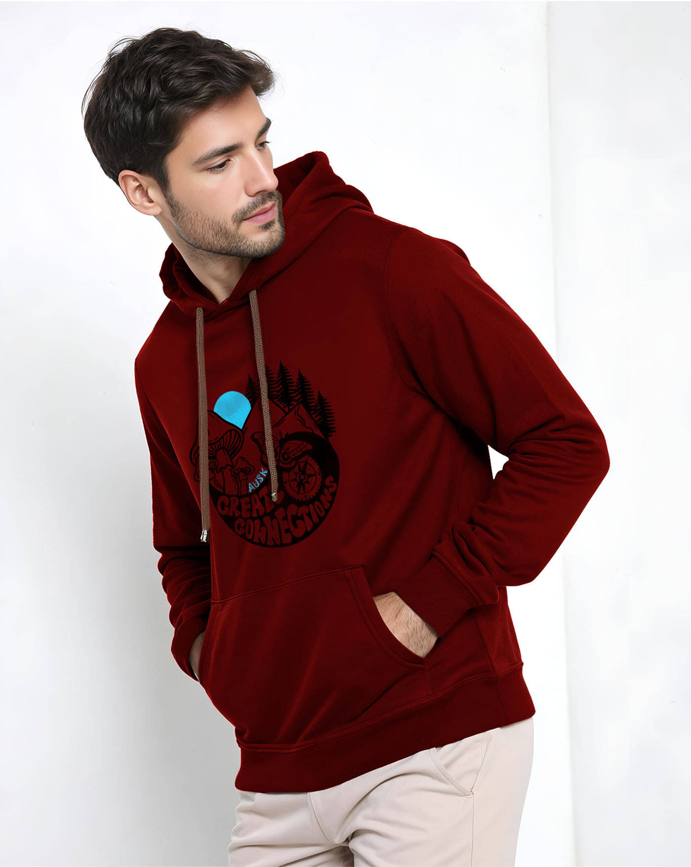     			AUSK Fleece Hooded Men's Sweatshirt - Maroon ( Pack of 1 )