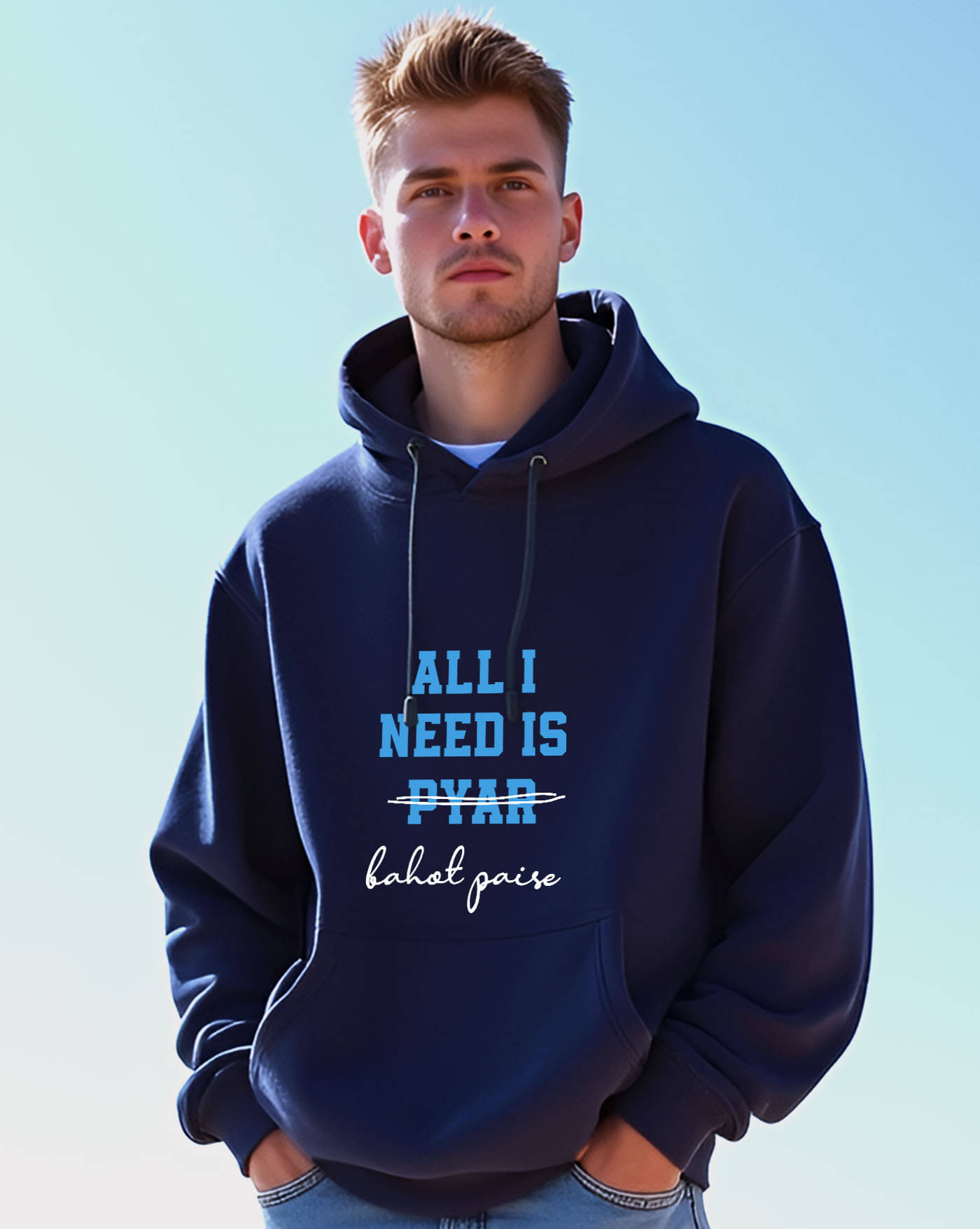     			AUSK Fleece Hooded Men's Sweatshirt - Blue ( Pack of 1 )
