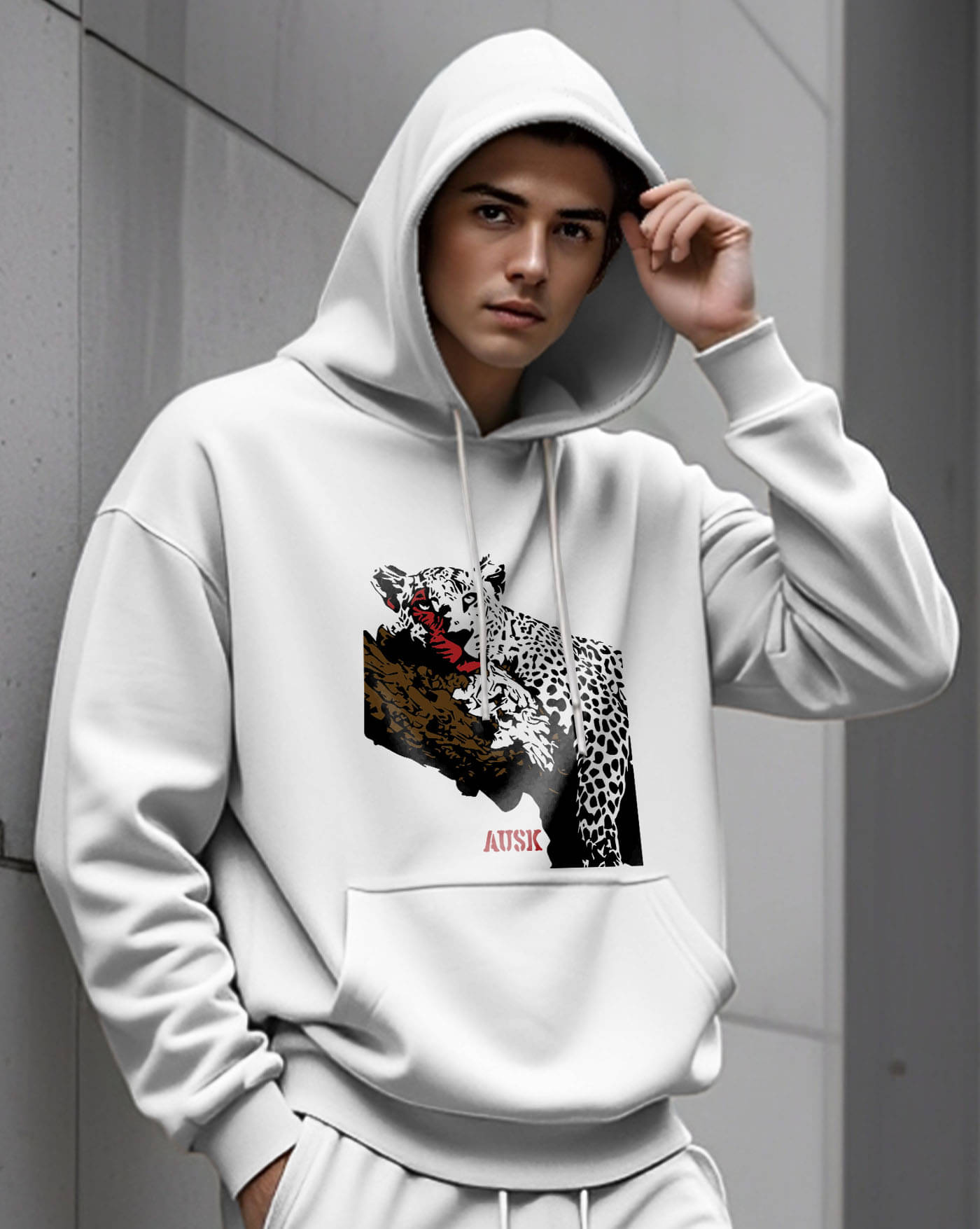     			AUSK Fleece Hooded Men's Sweatshirt - White ( Pack of 1 )