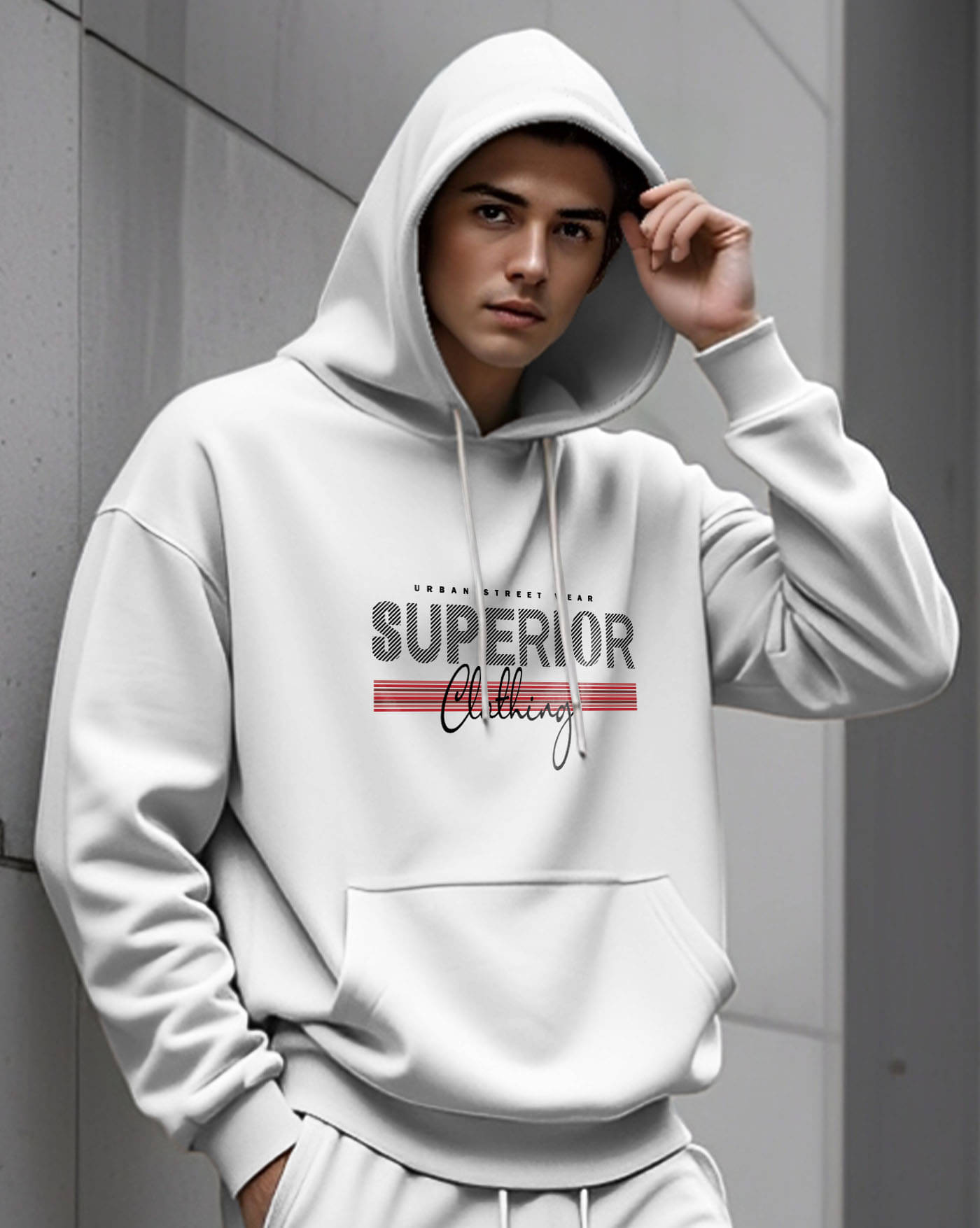     			AUSK Fleece Hooded Men's Sweatshirt - White ( Pack of 1 )