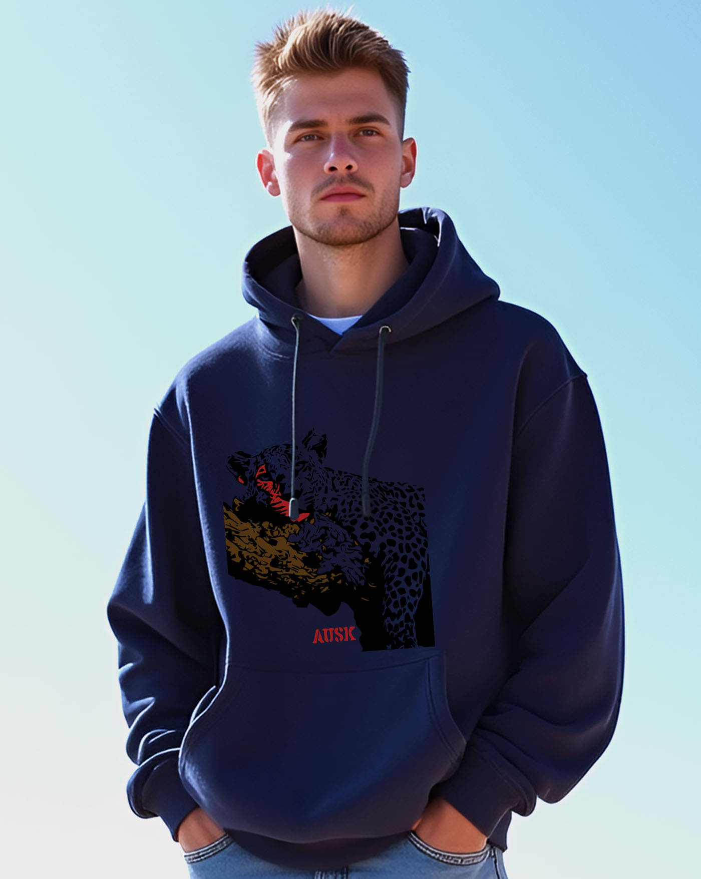     			AUSK Fleece Hooded Men's Sweatshirt - Blue ( Pack of 1 )