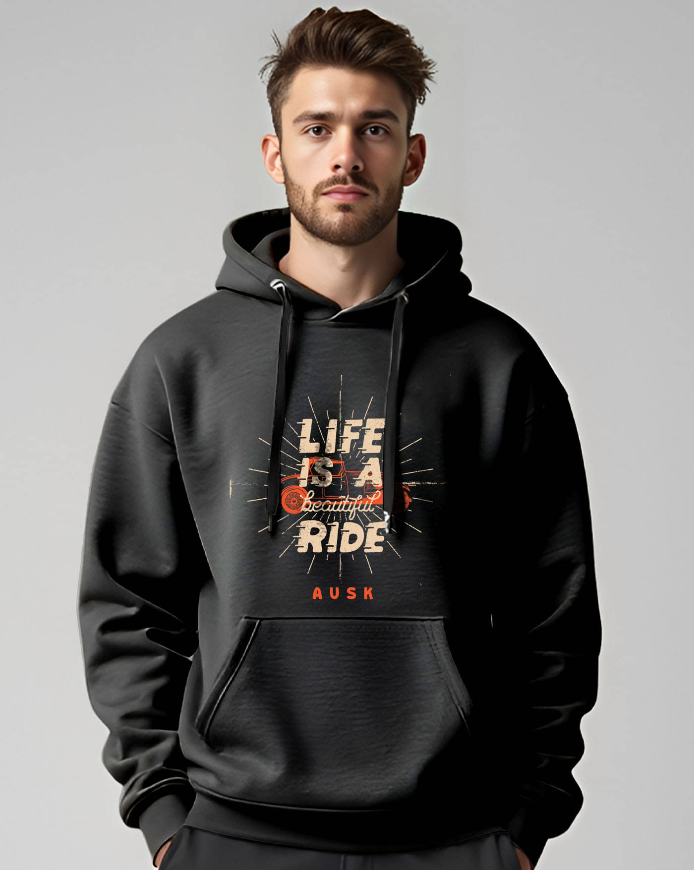     			AUSK Fleece Hooded Men's Sweatshirt - Black ( Pack of 1 )
