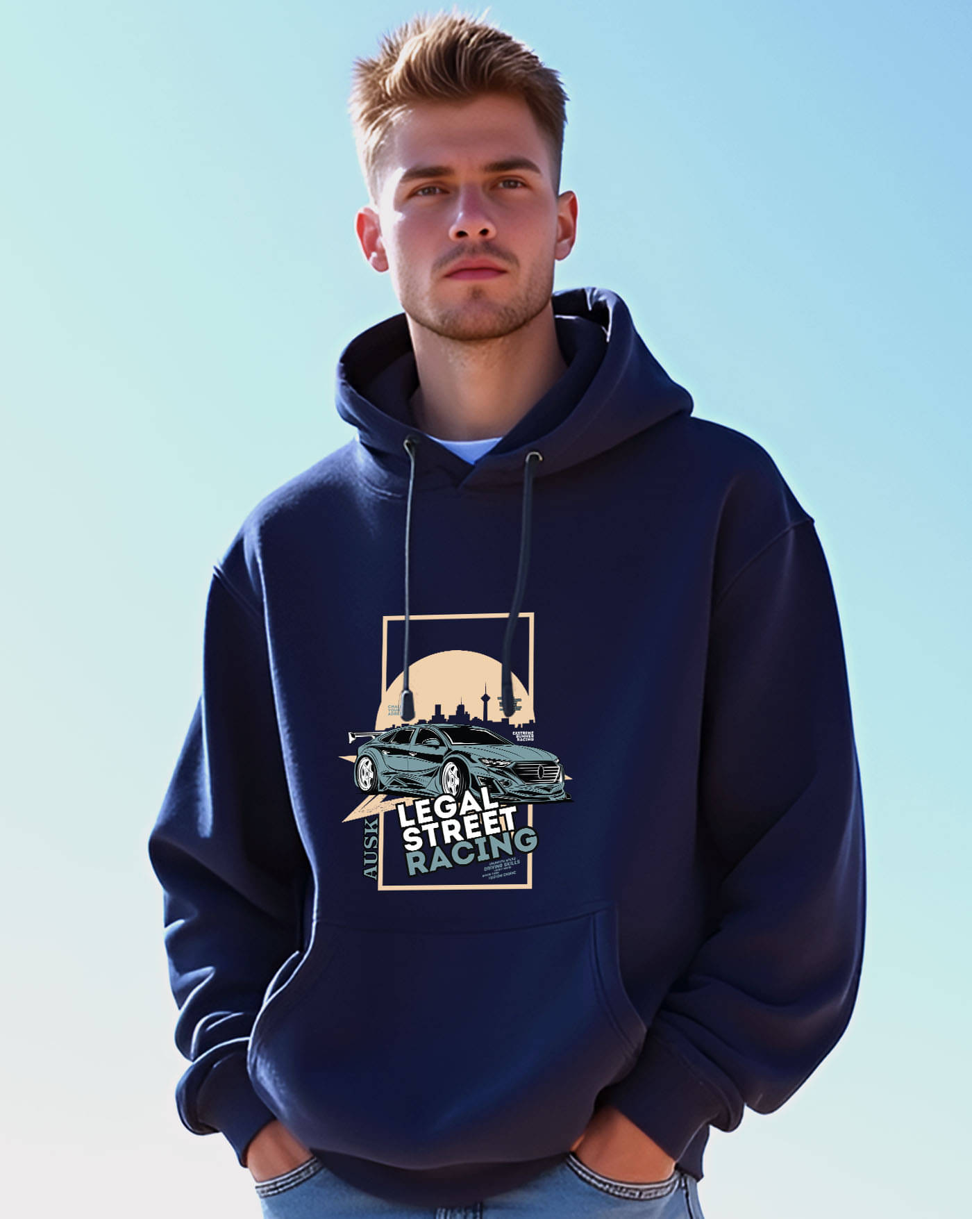     			AUSK Fleece Hooded Men's Sweatshirt - Blue ( Pack of 1 )