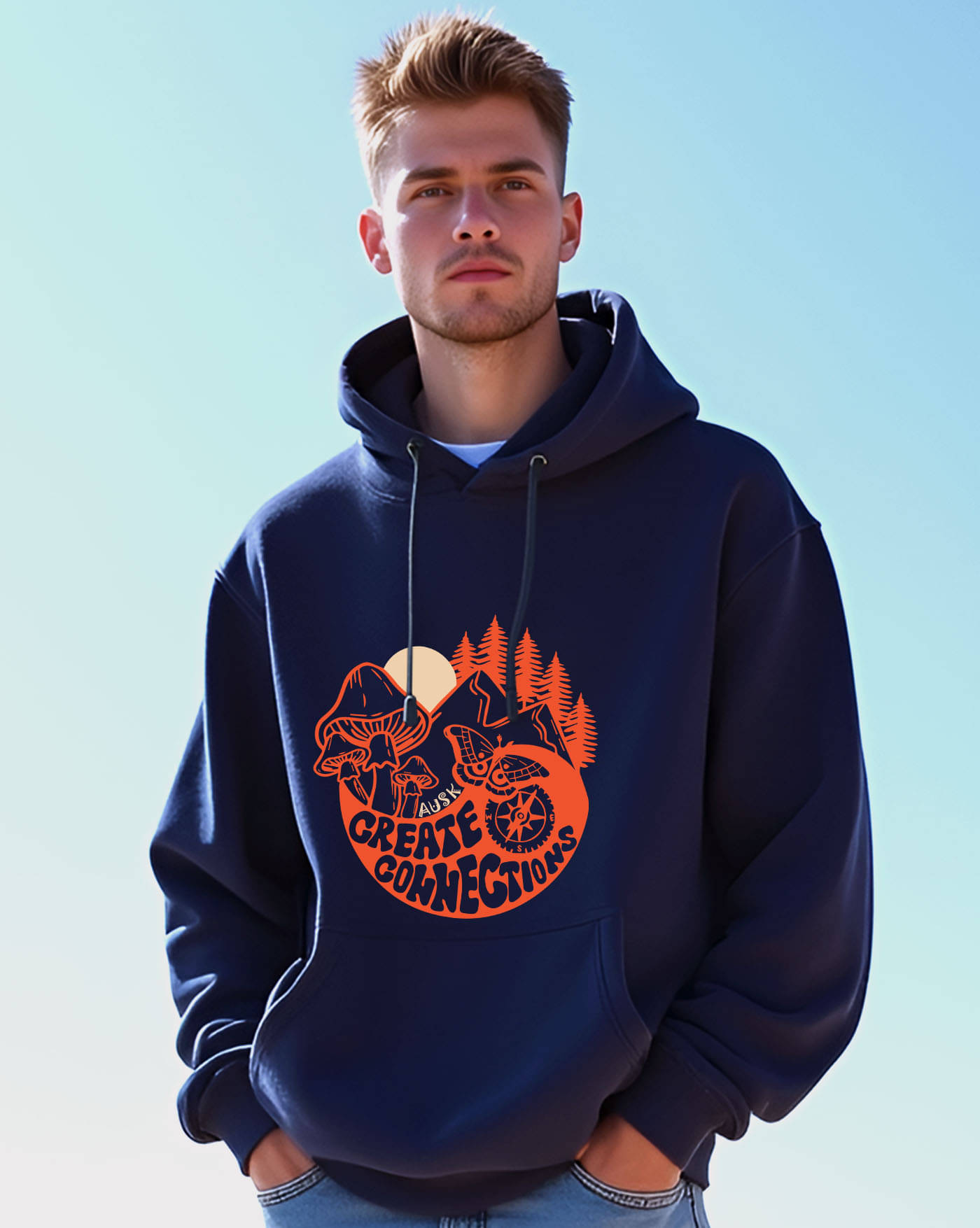     			AUSK Fleece Hooded Men's Sweatshirt - Blue ( Pack of 1 )