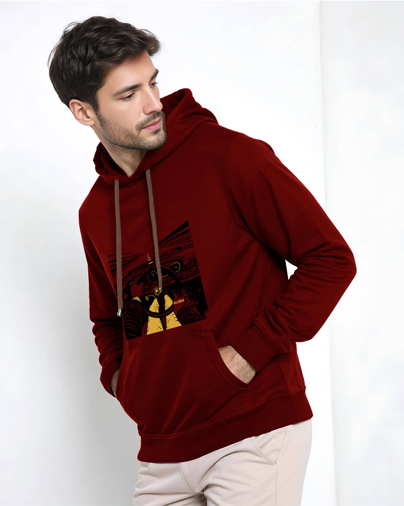     			AUSK Fleece Hooded Men's Sweatshirt - Maroon ( Pack of 1 )
