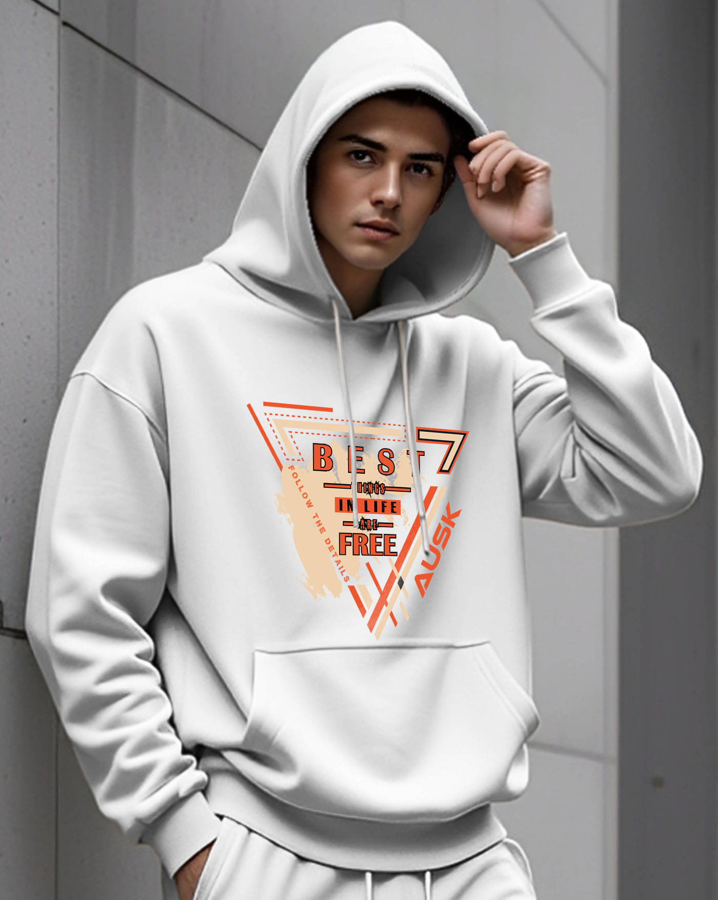     			AUSK Fleece Hooded Men's Sweatshirt - White ( Pack of 1 )
