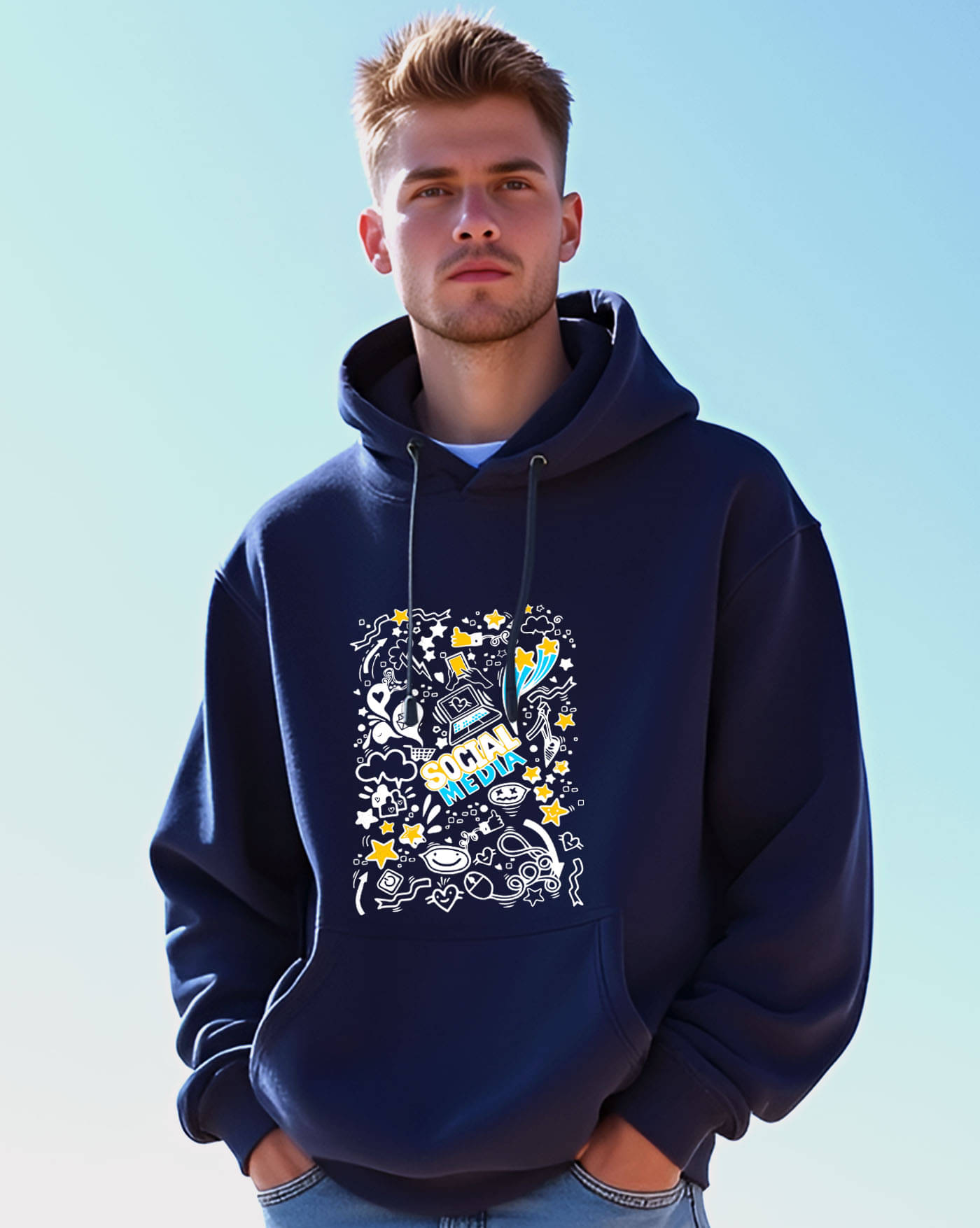     			AUSK Fleece Hooded Men's Sweatshirt - Blue ( Pack of 1 )
