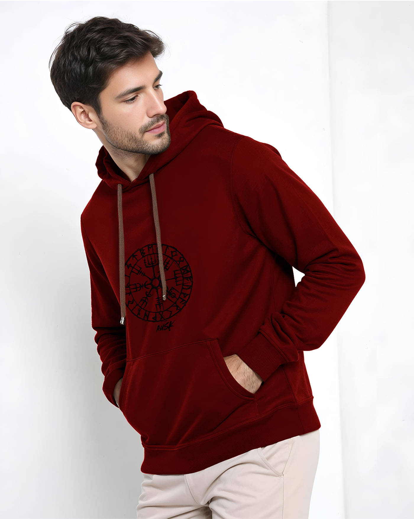     			AUSK Fleece Hooded Men's Sweatshirt - Maroon ( Pack of 1 )