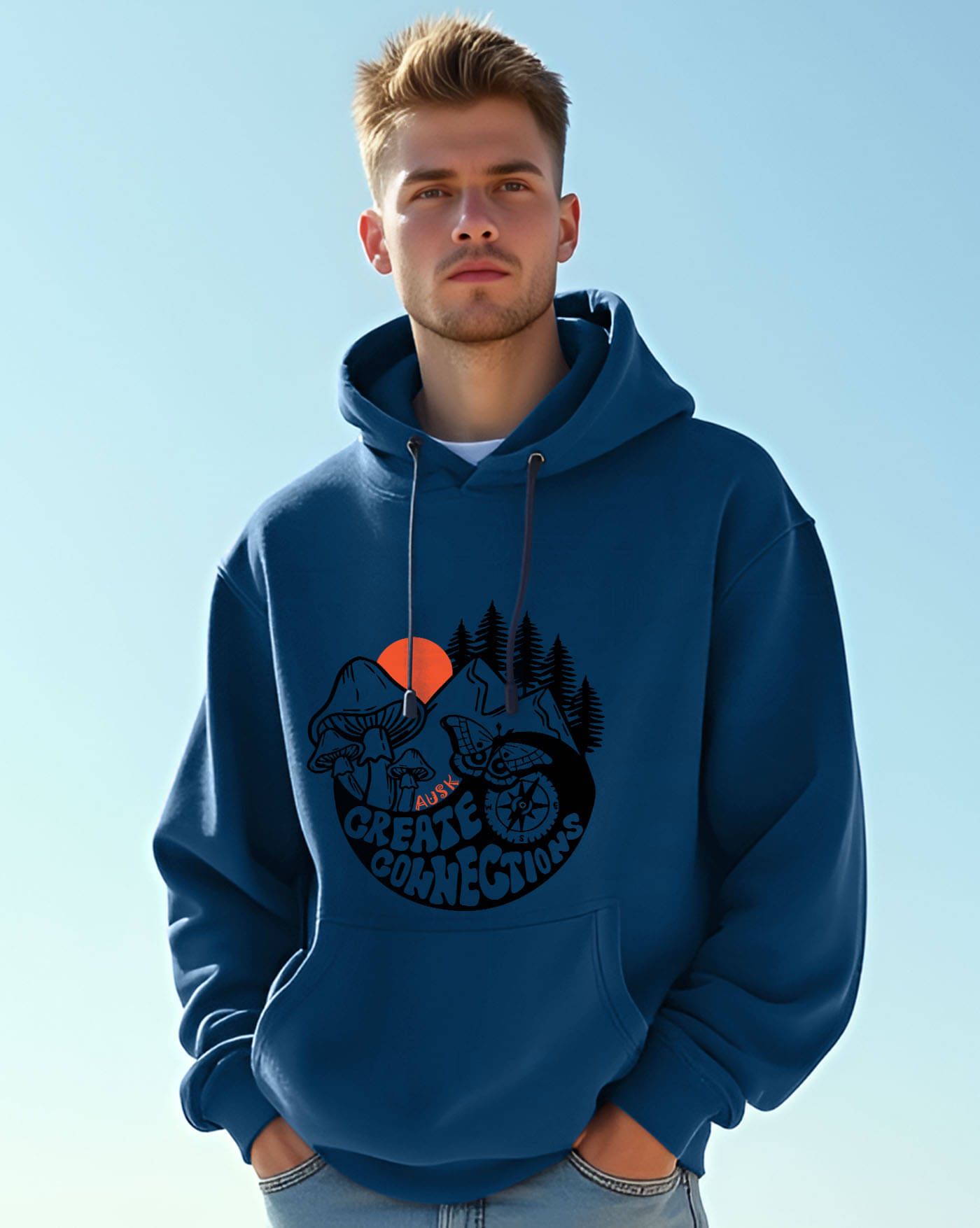     			AUSK Fleece Hooded Men's Sweatshirt - Teal Blue ( Pack of 1 )