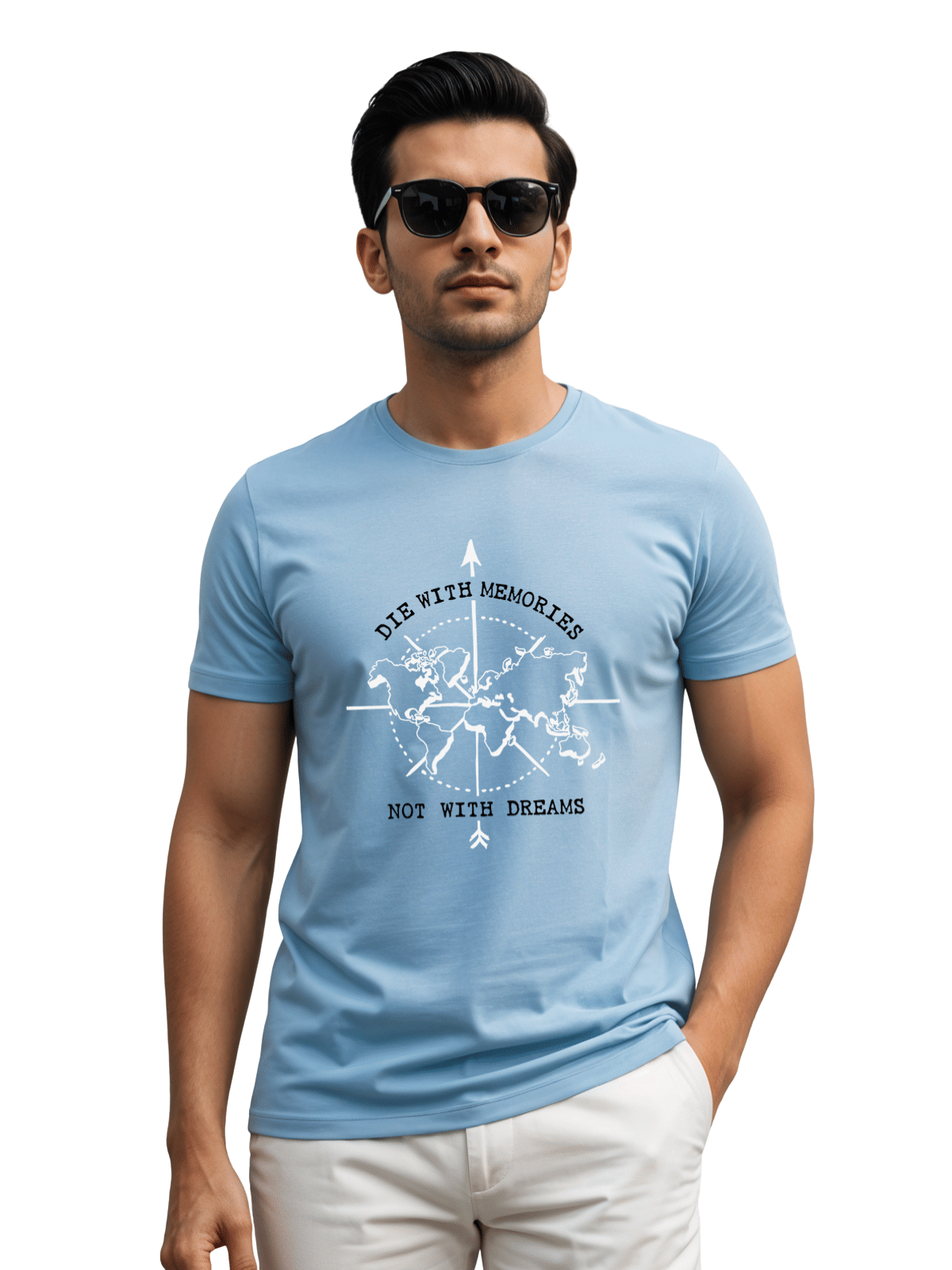 Adro Men Cotton Blend Regular Fit Printed T-Shirt ( Sky Blue ) Adro Men Cotton Blend Regular Fit Printed T-Shirt ( Sky Blue )