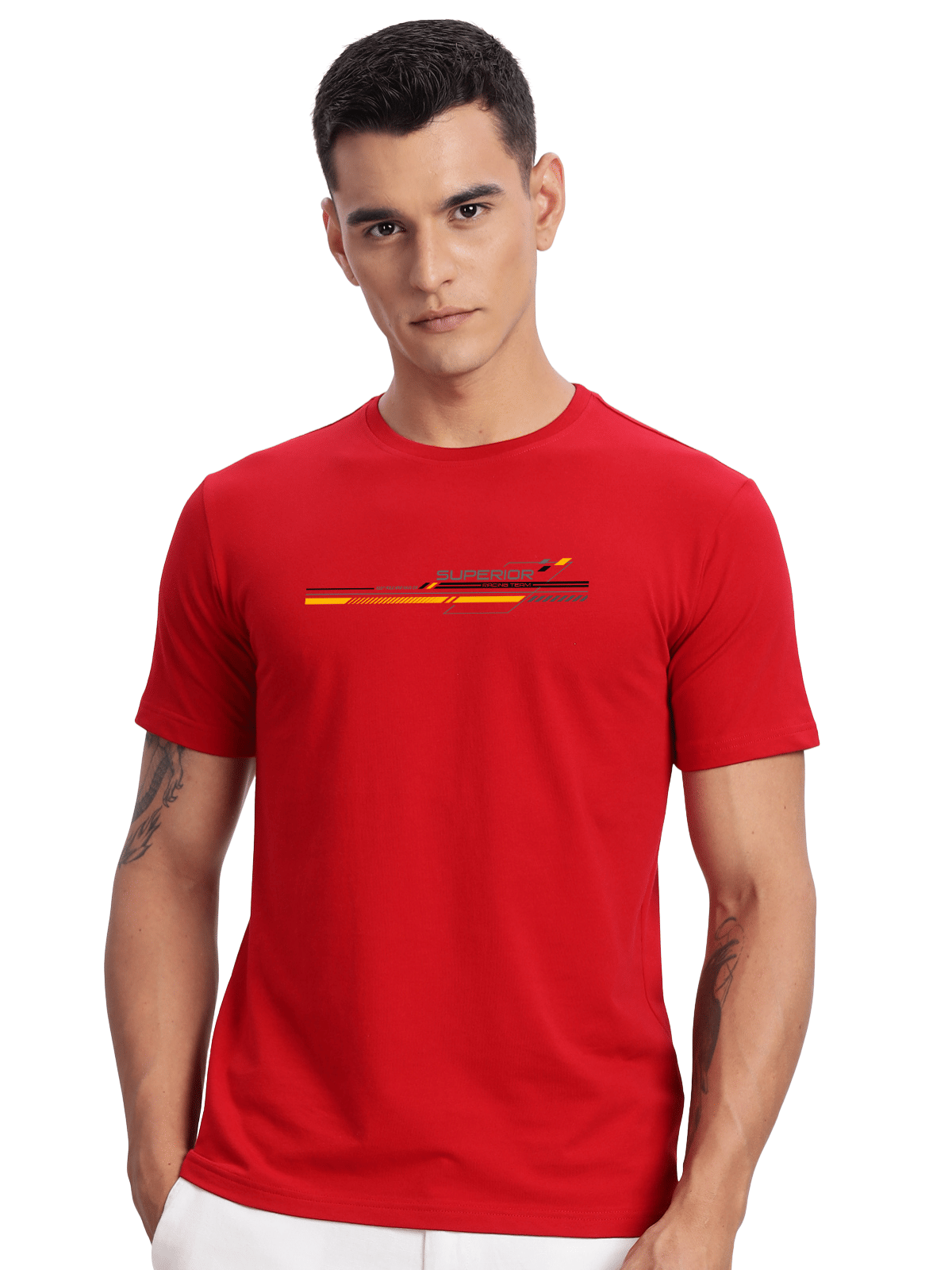     			Adro Men Cotton Blend Regular Fit Printed T-Shirt ( Red )