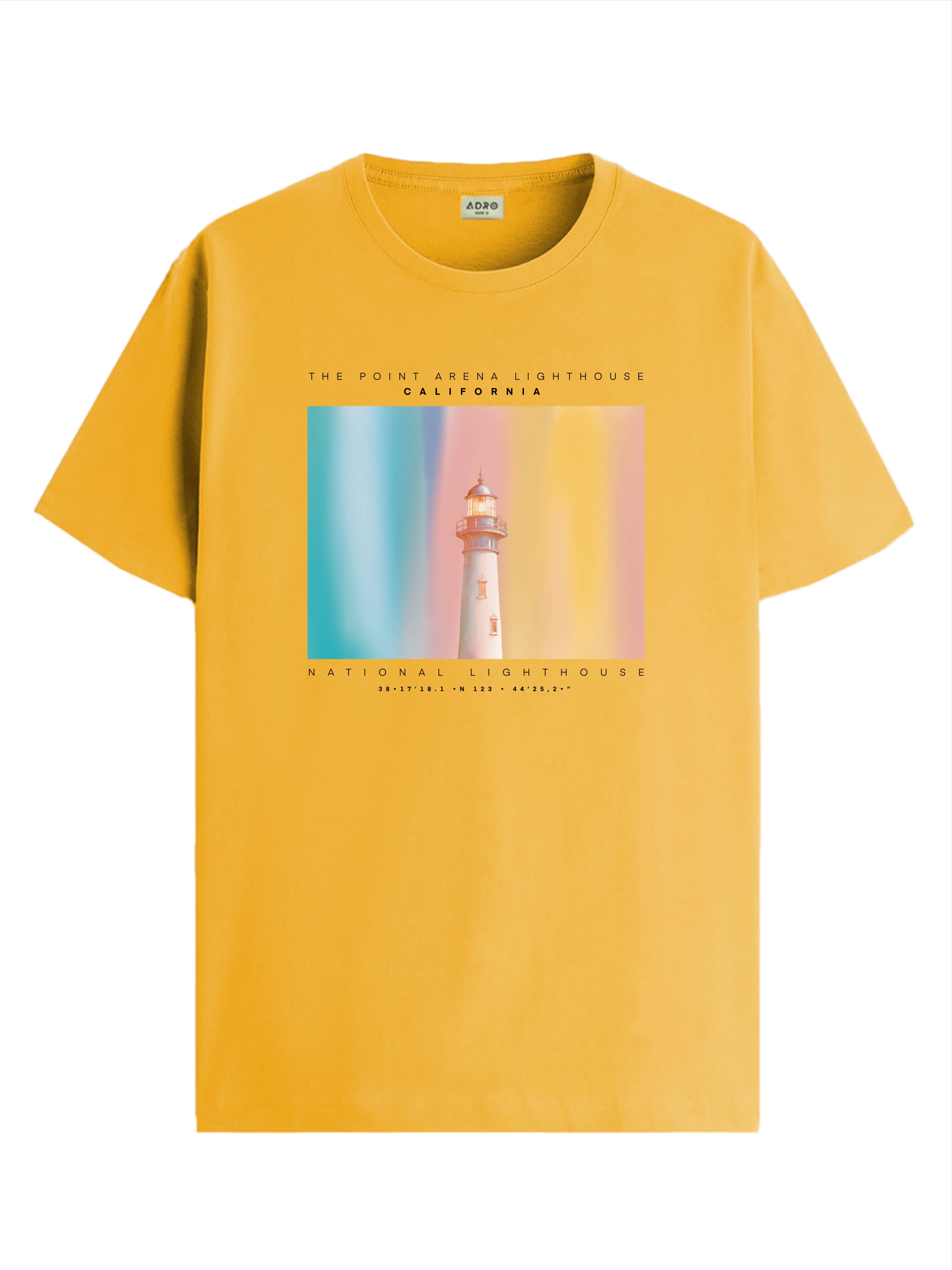 Adro Men Cotton Blend Regular Fit Printed T-Shirt ( Mustard ) Adro Men Cotton Blend Regular Fit Printed T-Shirt ( Mustard )
