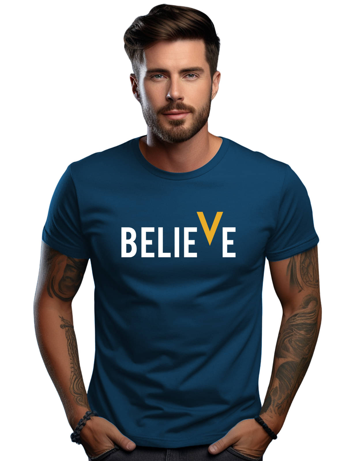 Adro Men Cotton Blend Regular Fit Printed T-Shirt ( Teal Blue )     			Adro Men Cotton Blend Regular Fit Printed T-Shirt ( Teal Blue )