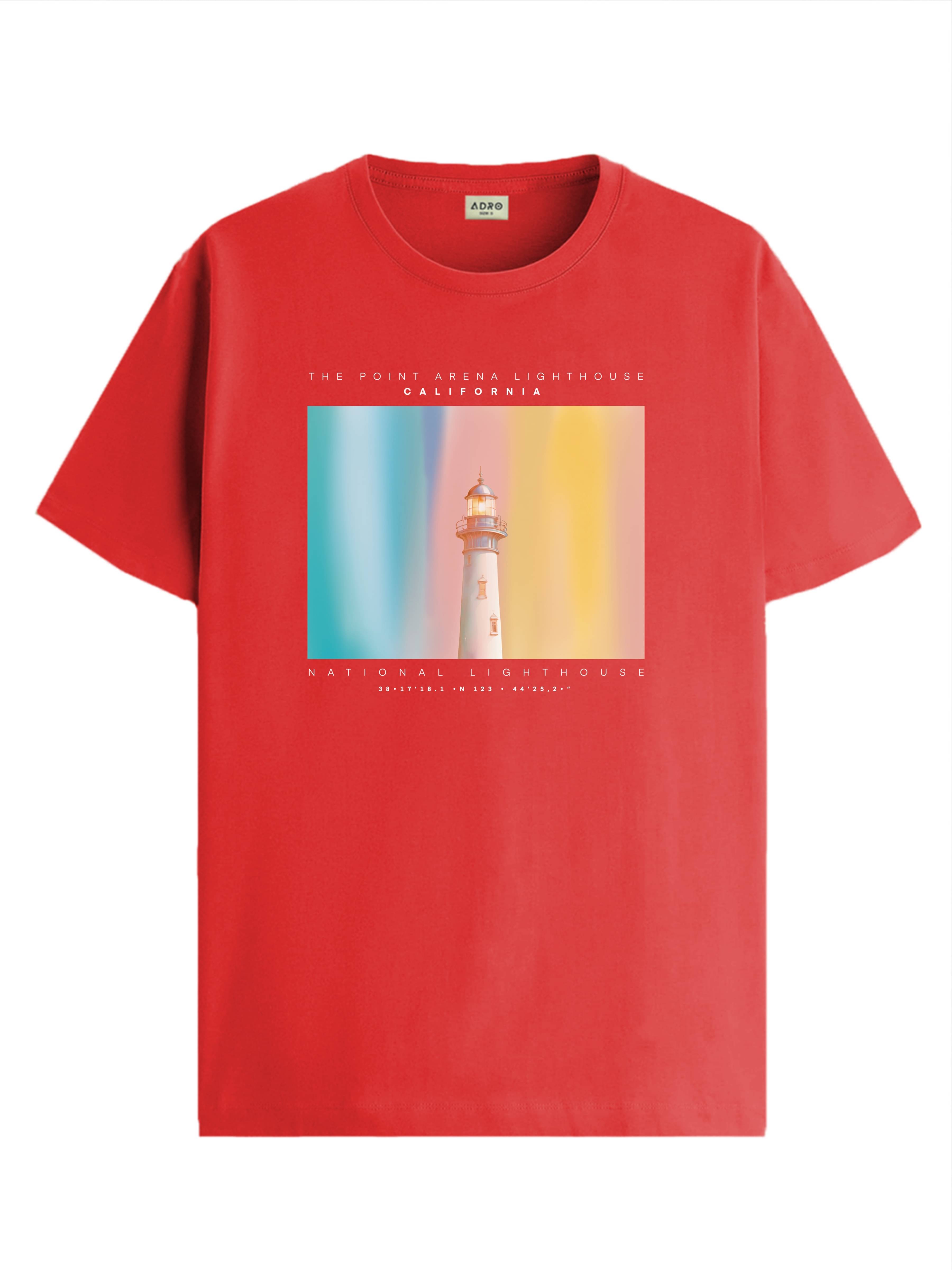 Adro Men Cotton Blend Regular Fit Printed T-Shirt ( Red )     			Adro Men Cotton Blend Regular Fit Printed T-Shirt ( Red )