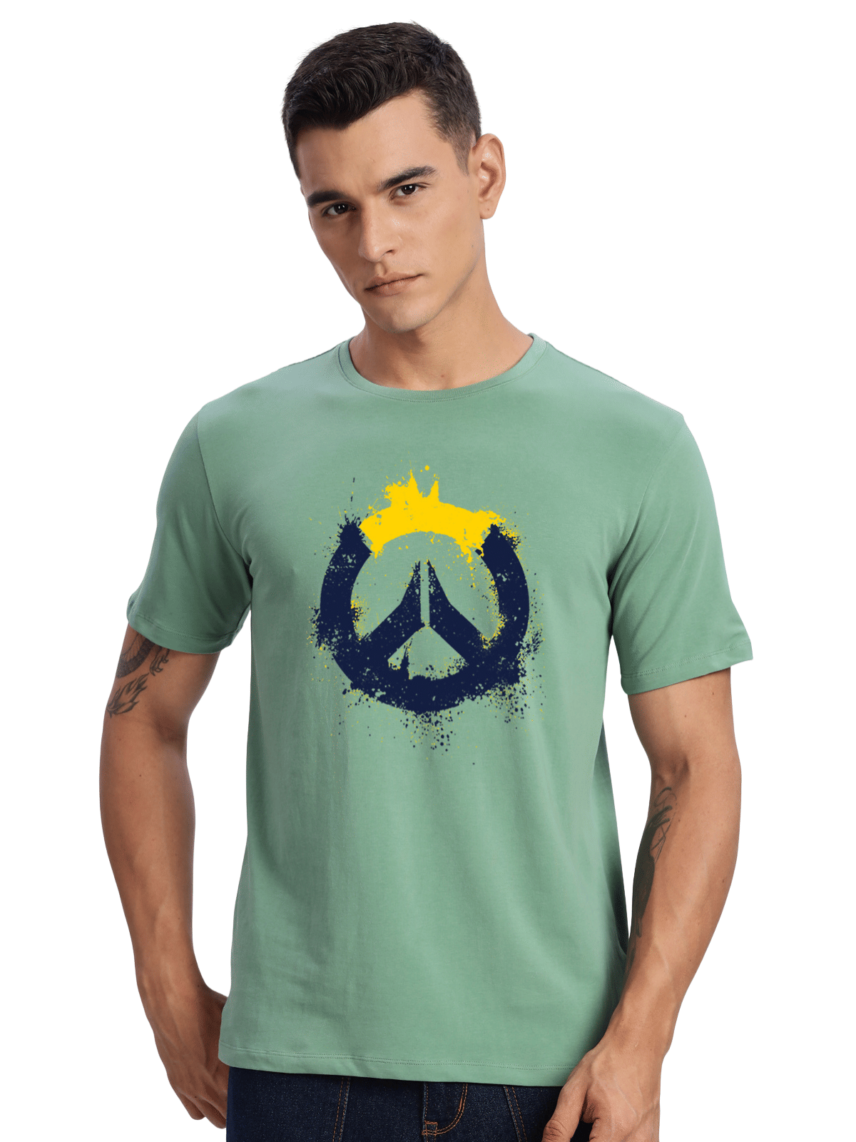 Adro Men Cotton Blend Regular Fit Printed T-Shirt ( Sea Green )     			Adro Men Cotton Blend Regular Fit Printed T-Shirt ( Sea Green )
