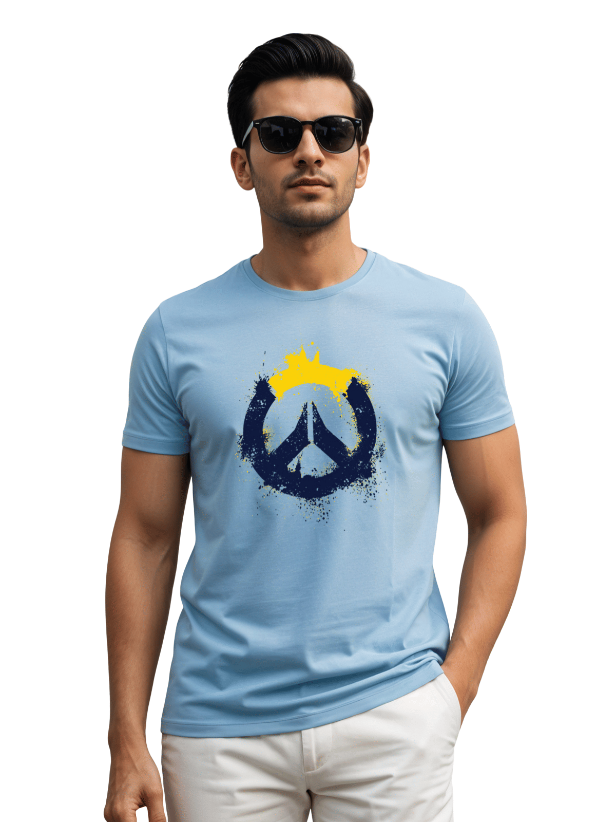 Adro Men Cotton Blend Regular Fit Printed T-Shirt ( Sky Blue ) Adro Men Cotton Blend Regular Fit Printed T-Shirt ( Sky Blue )