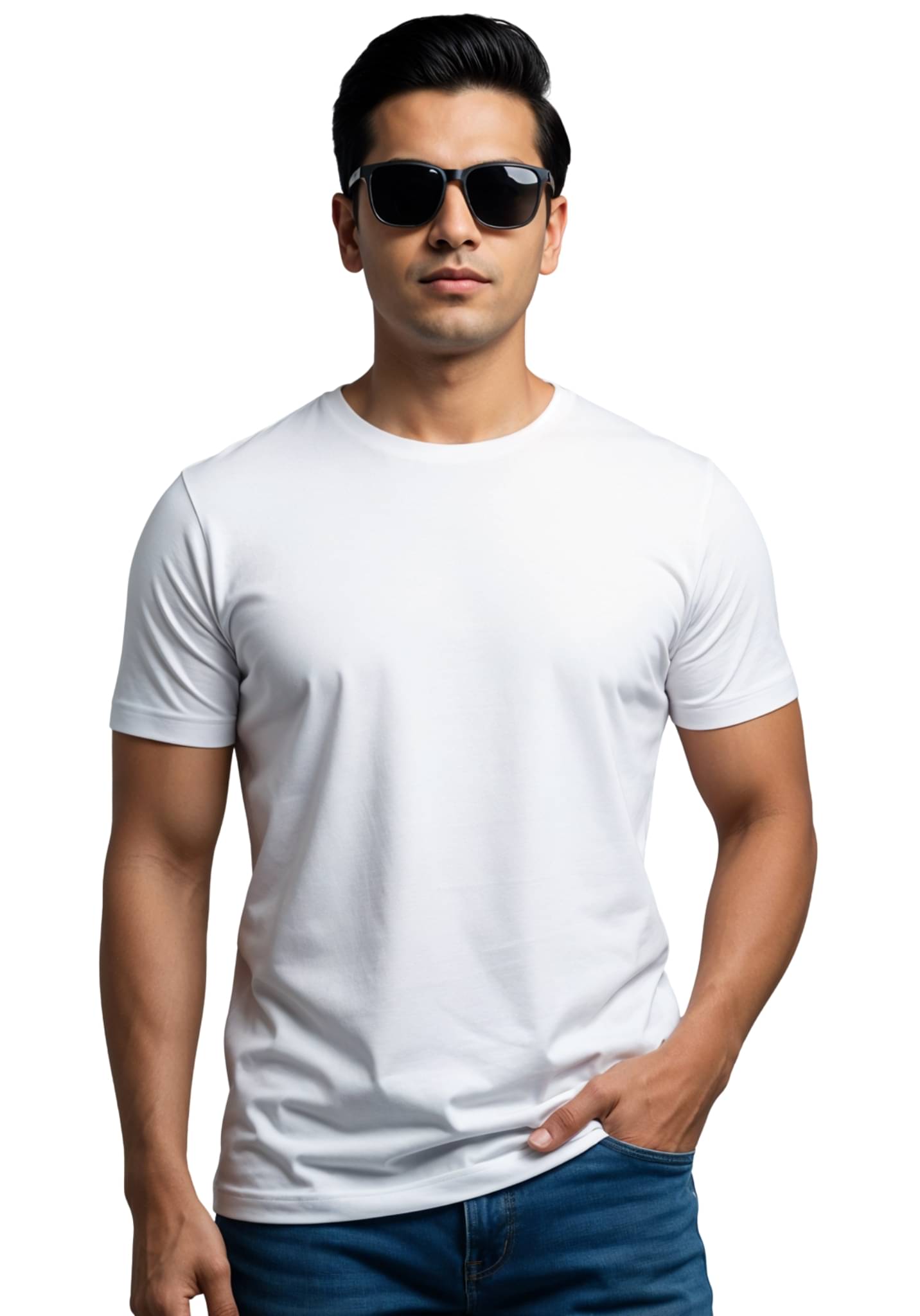     			Adro Men Cotton Blend Regular Fit Solid T-Shirt ( White )