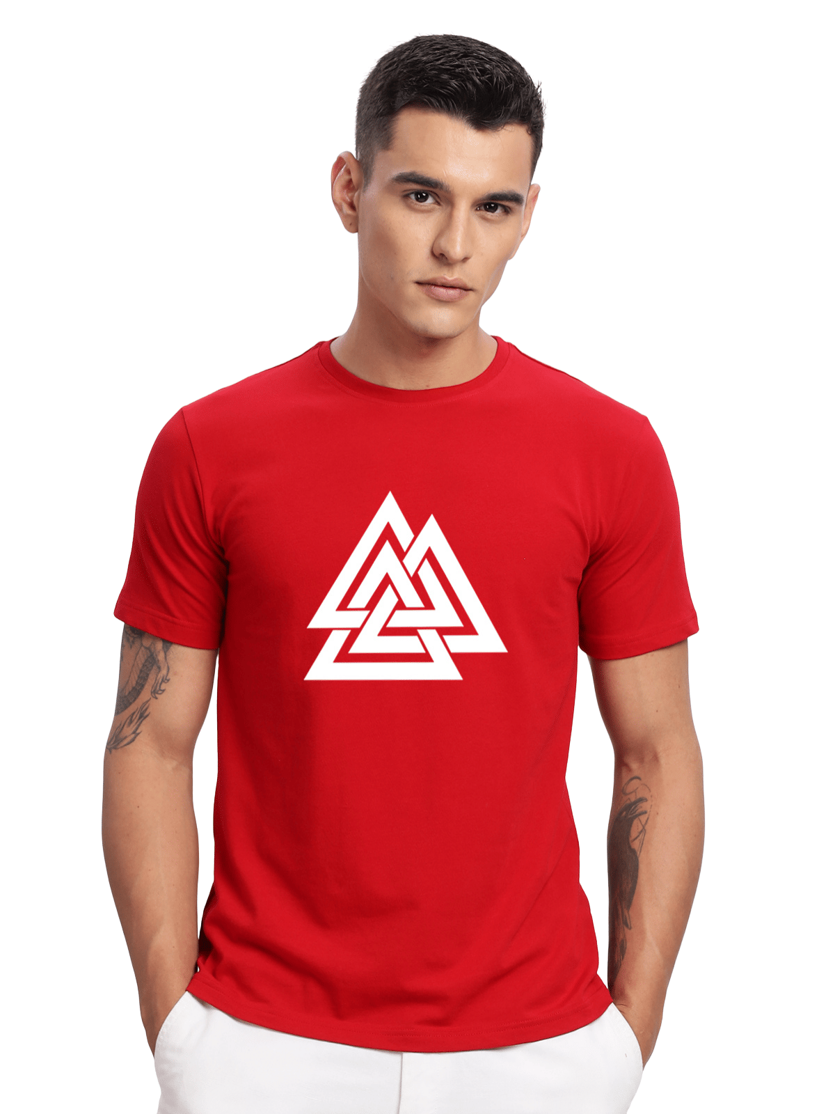     			Adro Men Cotton Blend Regular Fit Printed T-Shirt ( Red )