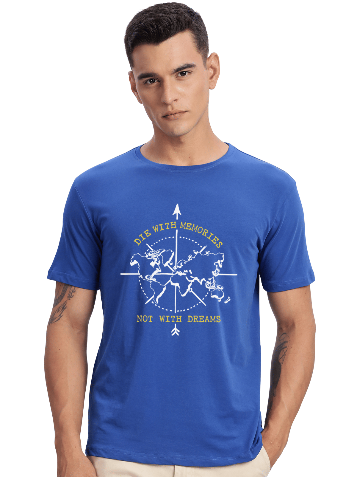     			Adro Men Cotton Blend Regular Fit Printed T-Shirt ( Blue )