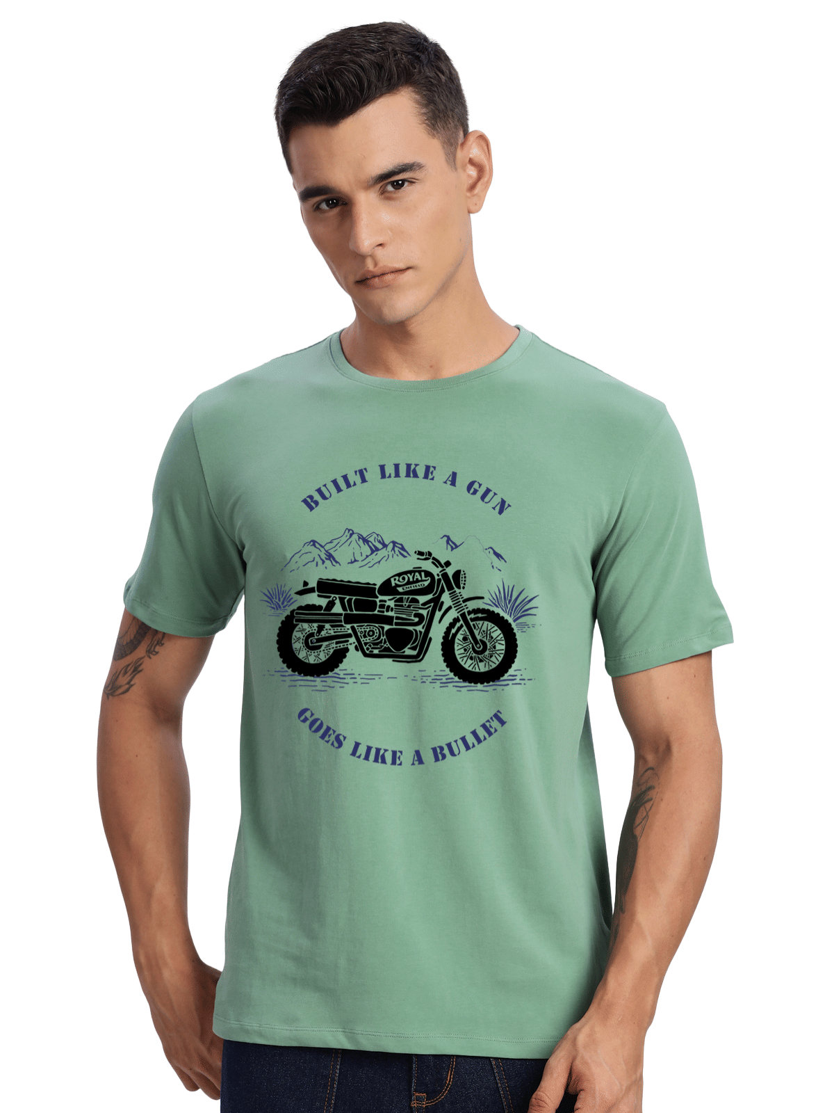 Adro Men Cotton Blend Regular Fit Printed T-Shirt ( Sea Green ) Adro Men Cotton Blend Regular Fit Printed T-Shirt ( Sea Green )