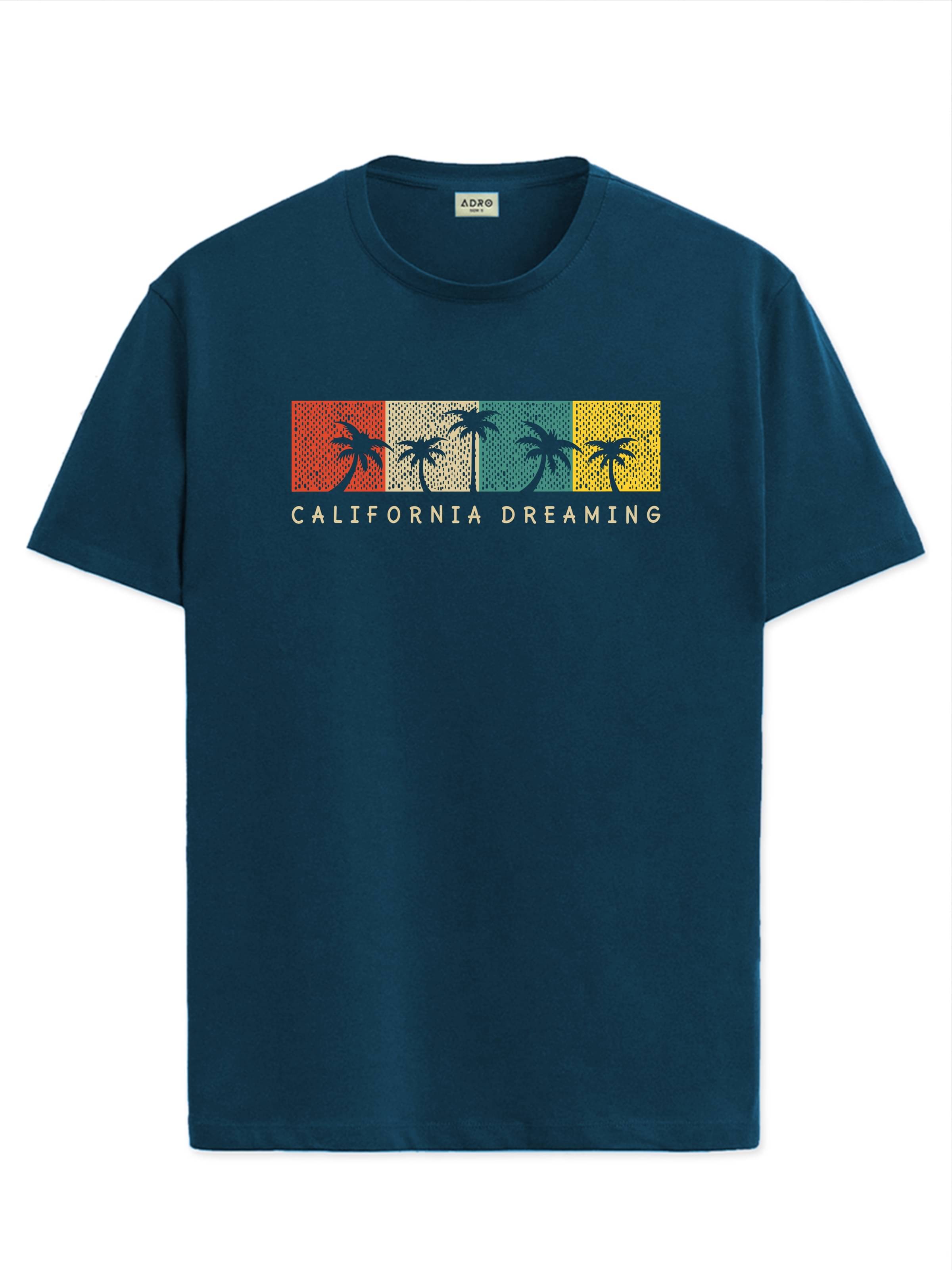     			Adro Men Cotton Blend Regular Fit Printed T-Shirt ( Teal Blue )