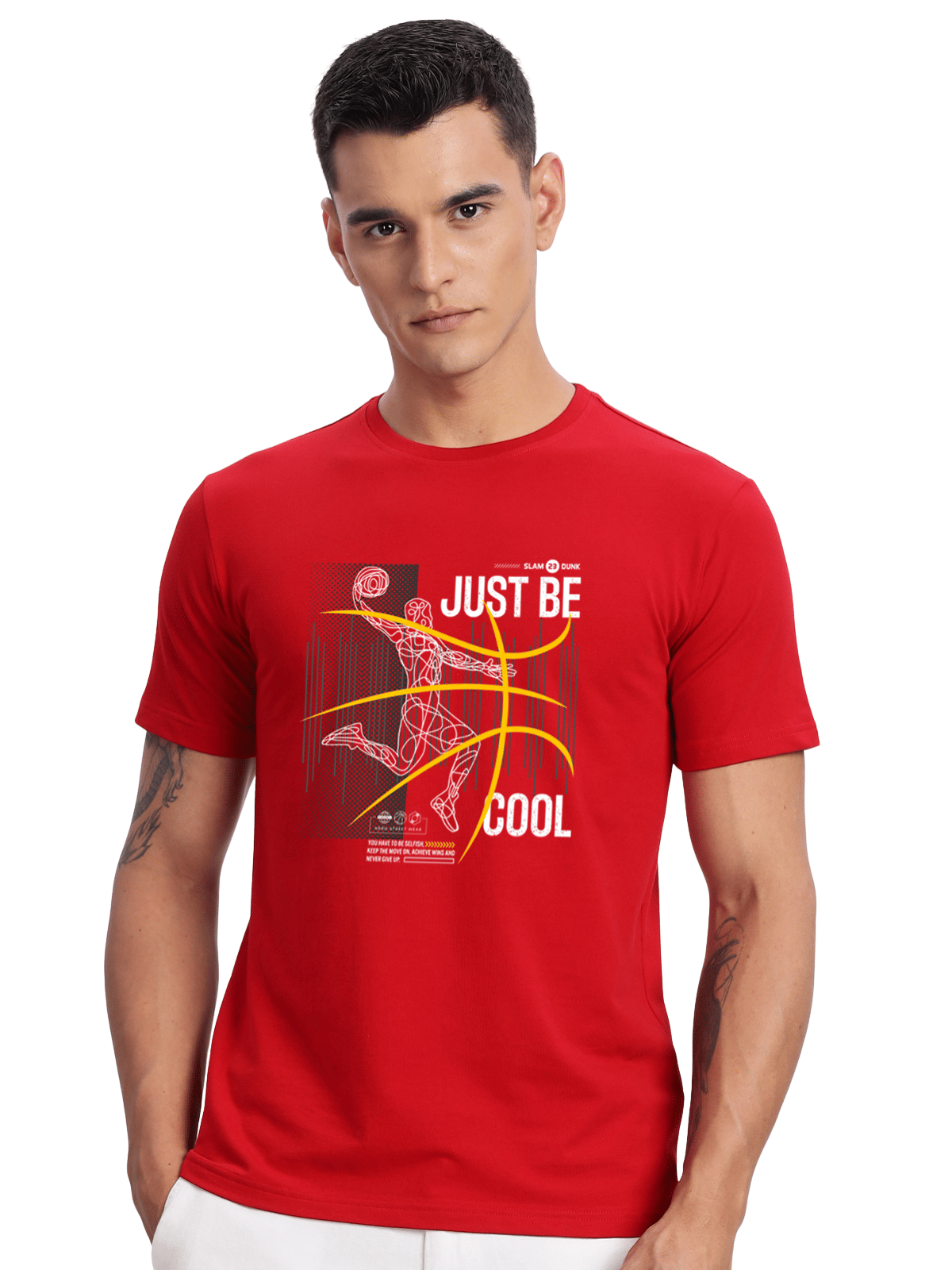     			Adro Men Cotton Blend Regular Fit Printed T-Shirt ( Red )