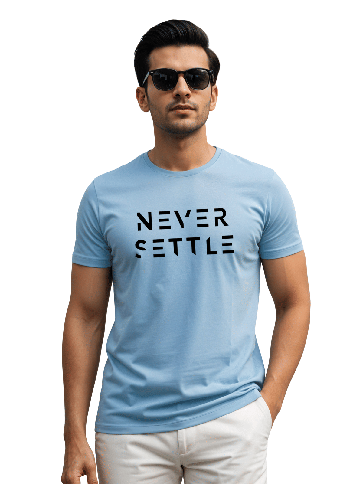     			Adro Men Cotton Blend Regular Fit Printed T-Shirt ( Sky Blue )