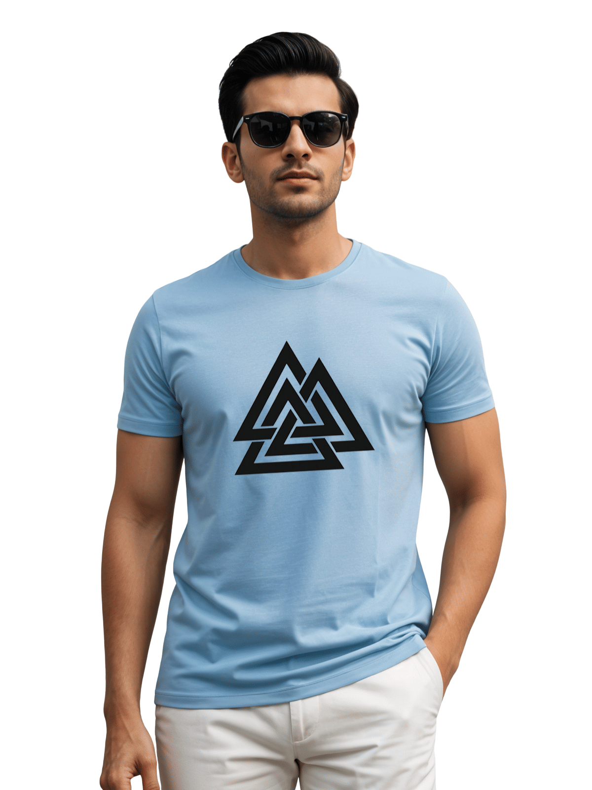 Adro Men Cotton Blend Regular Fit Printed T-Shirt ( Sky Blue ) Adro Men Cotton Blend Regular Fit Printed T-Shirt ( Sky Blue )