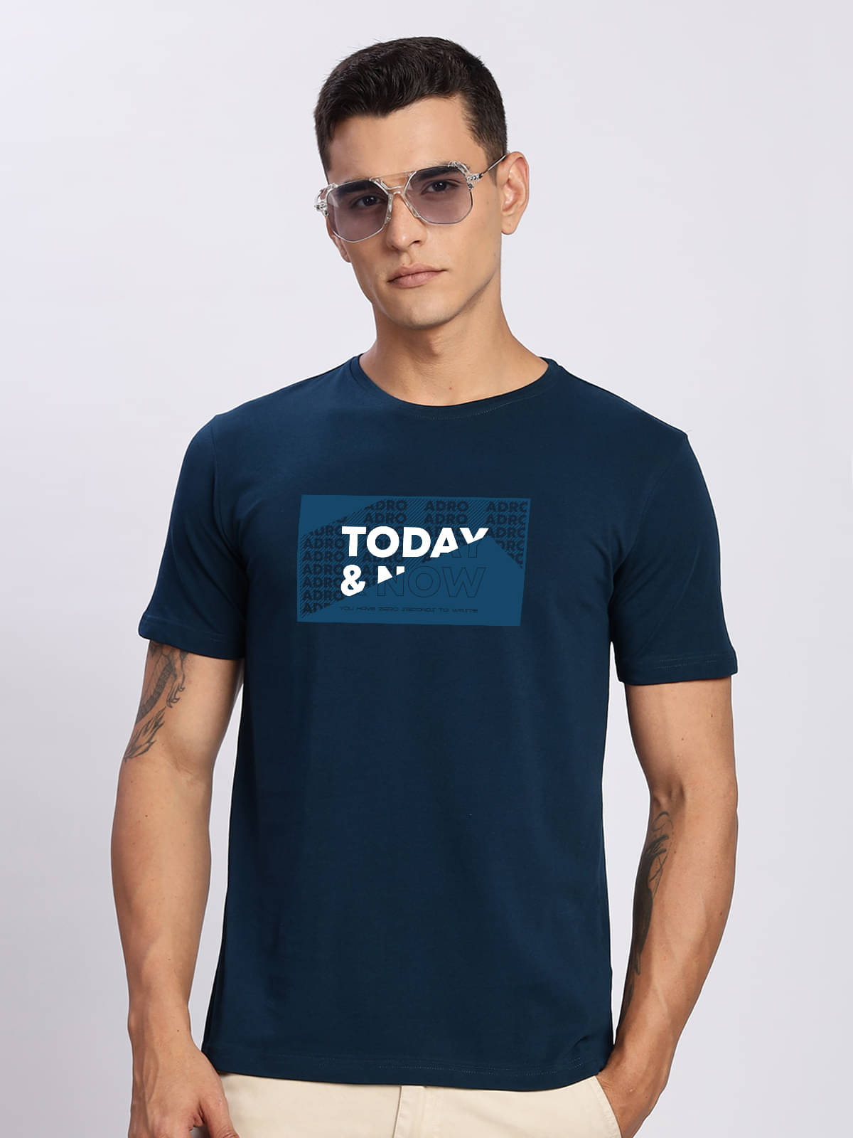 Adro Men Cotton Blend Regular Fit Printed T-Shirt ( Teal Blue ) Adro Men Cotton Blend Regular Fit Printed T-Shirt ( Teal Blue )