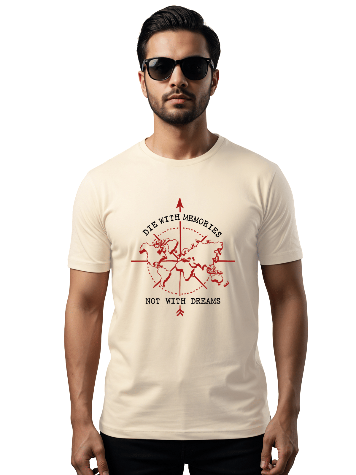 Adro Men Cotton Blend Regular Fit Printed T-Shirt ( Off White ) Adro Men Cotton Blend Regular Fit Printed T-Shirt ( Off White )