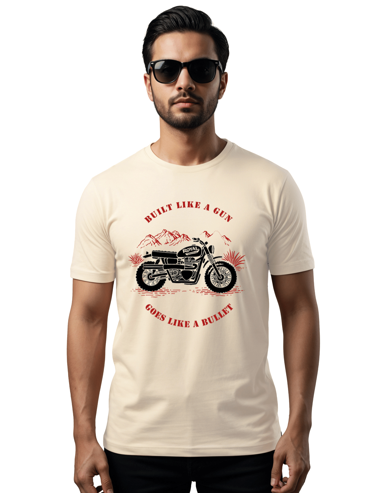     			Adro Men Cotton Blend Regular Fit Printed T-Shirt ( Off White )