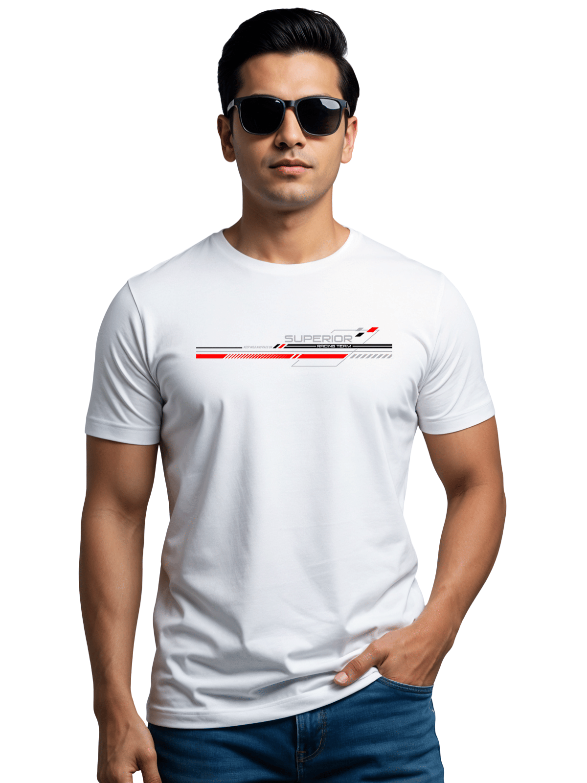     			Adro Men Cotton Blend Regular Fit Printed T-Shirt ( White )