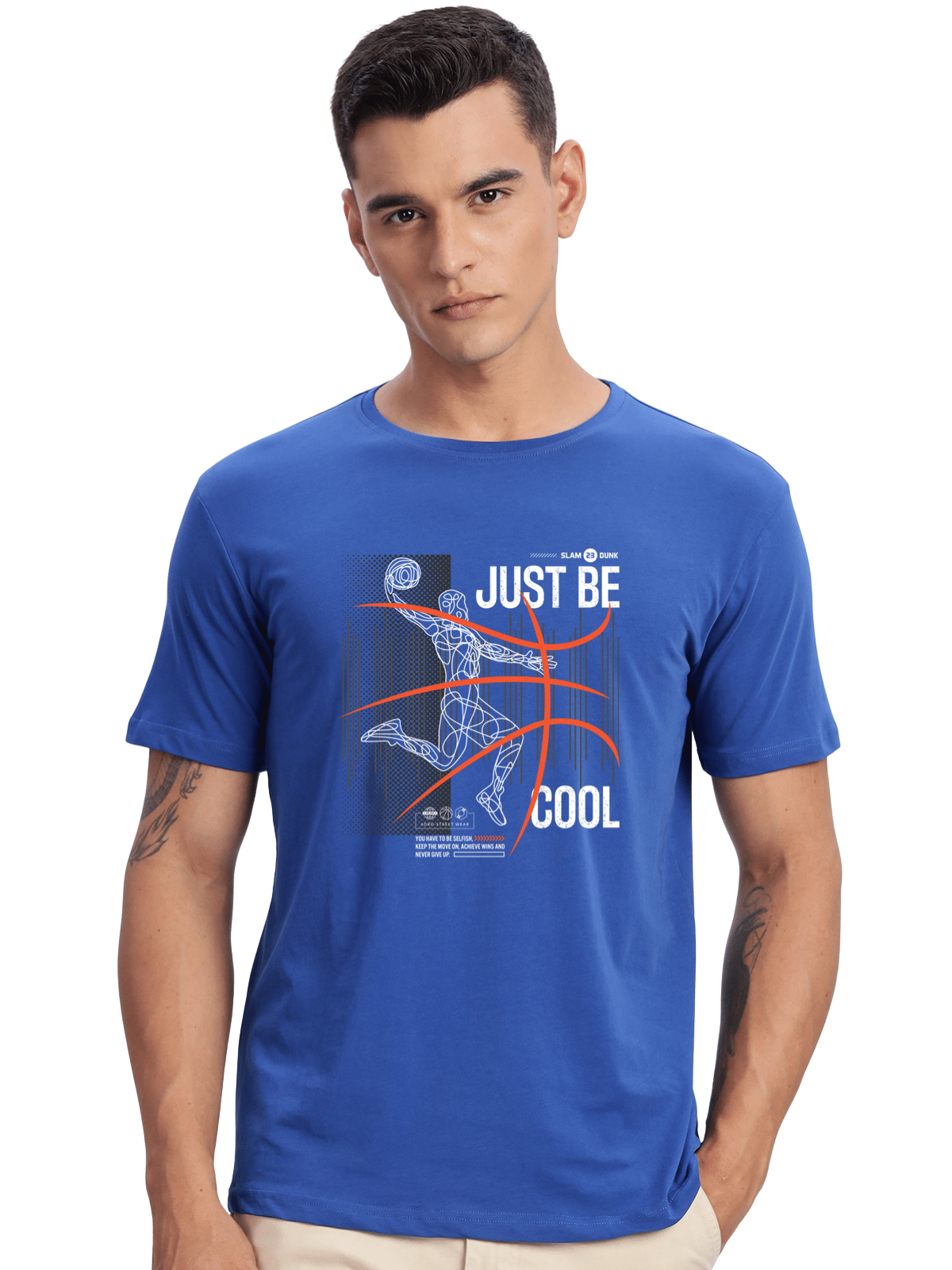     			Adro Men Cotton Blend Regular Fit Printed T-Shirt ( Blue )