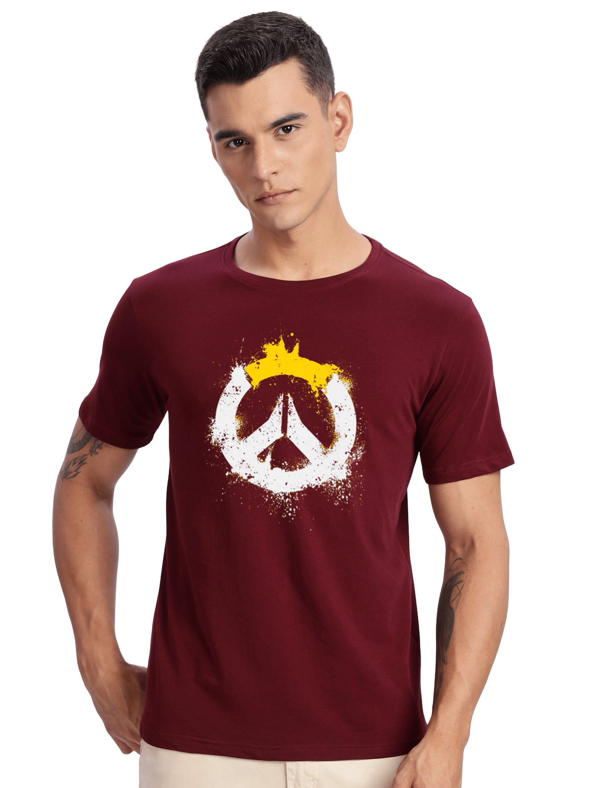     			Adro Men Cotton Blend Regular Fit Printed T-Shirt ( Maroon )