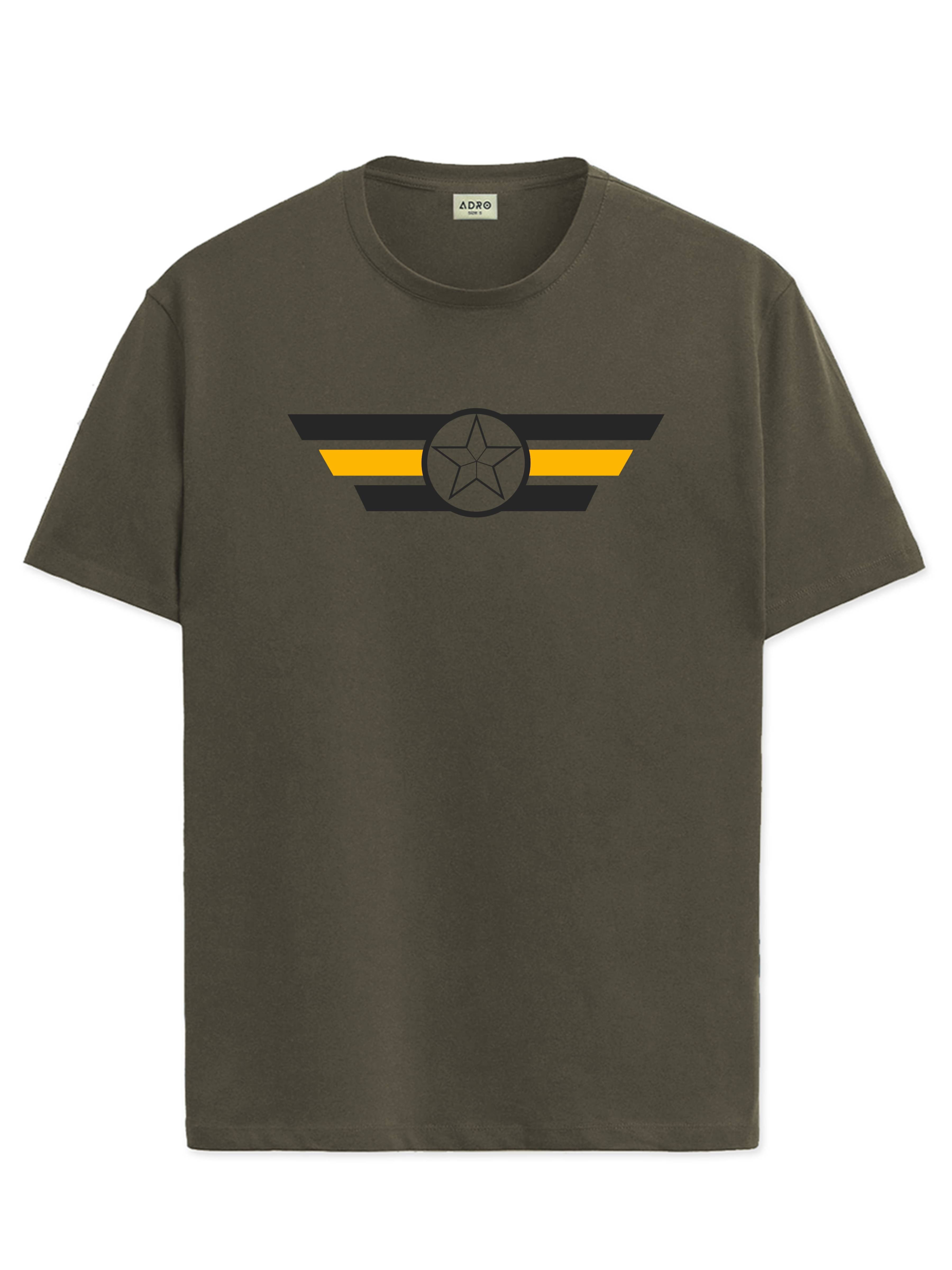 Adro Men Cotton Blend Regular Fit Printed T-Shirt ( Olive ) Adro Men Cotton Blend Regular Fit Printed T-Shirt ( Olive )