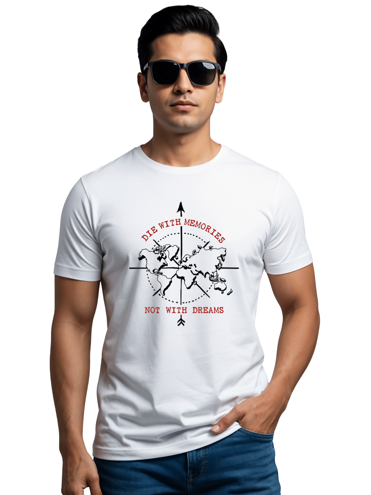 Adro Men Cotton Blend Regular Fit Printed T-Shirt ( White ) Adro Men Cotton Blend Regular Fit Printed T-Shirt ( White )