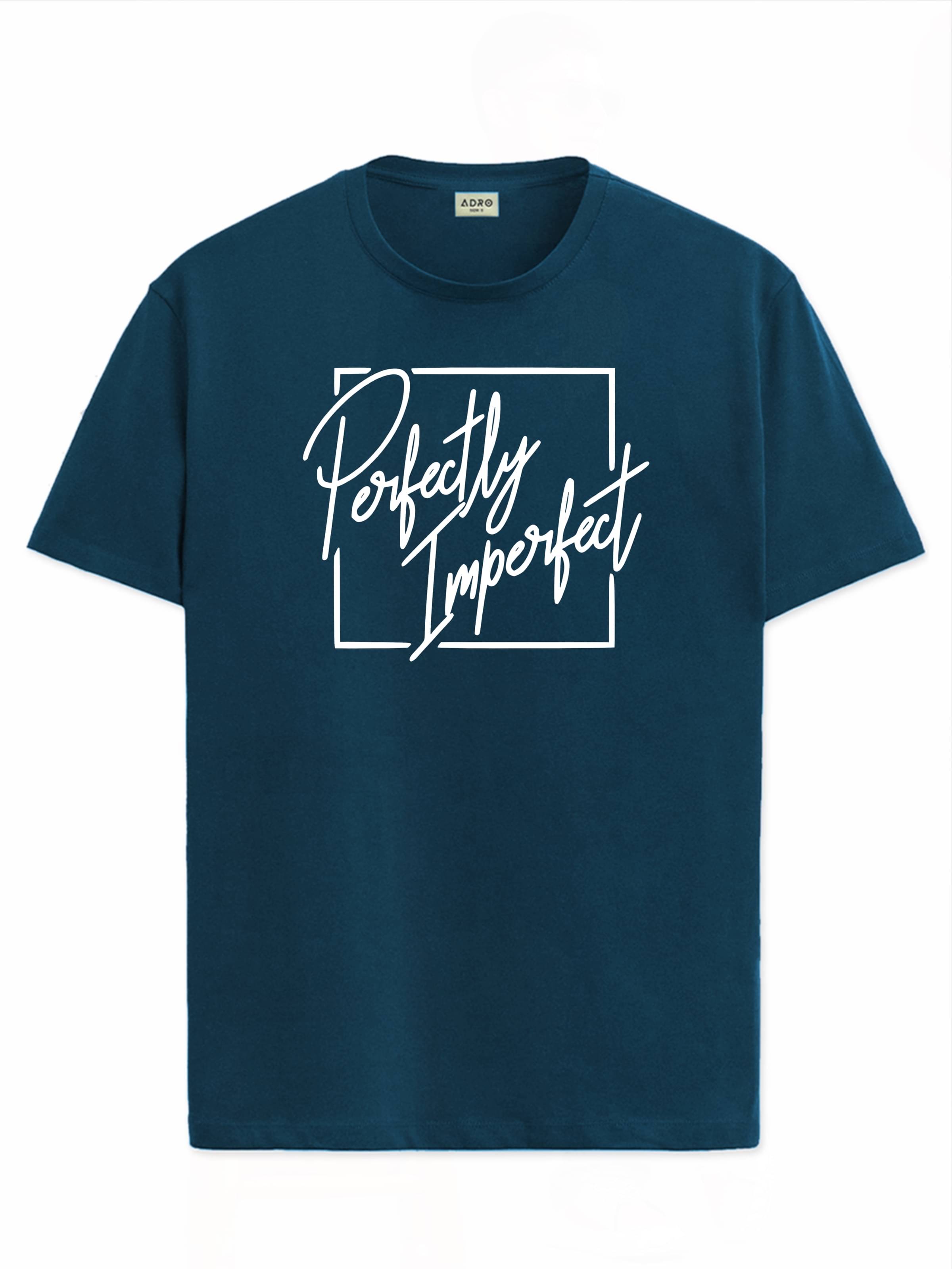     			Adro Men Cotton Blend Regular Fit Printed T-Shirt ( Teal Blue )