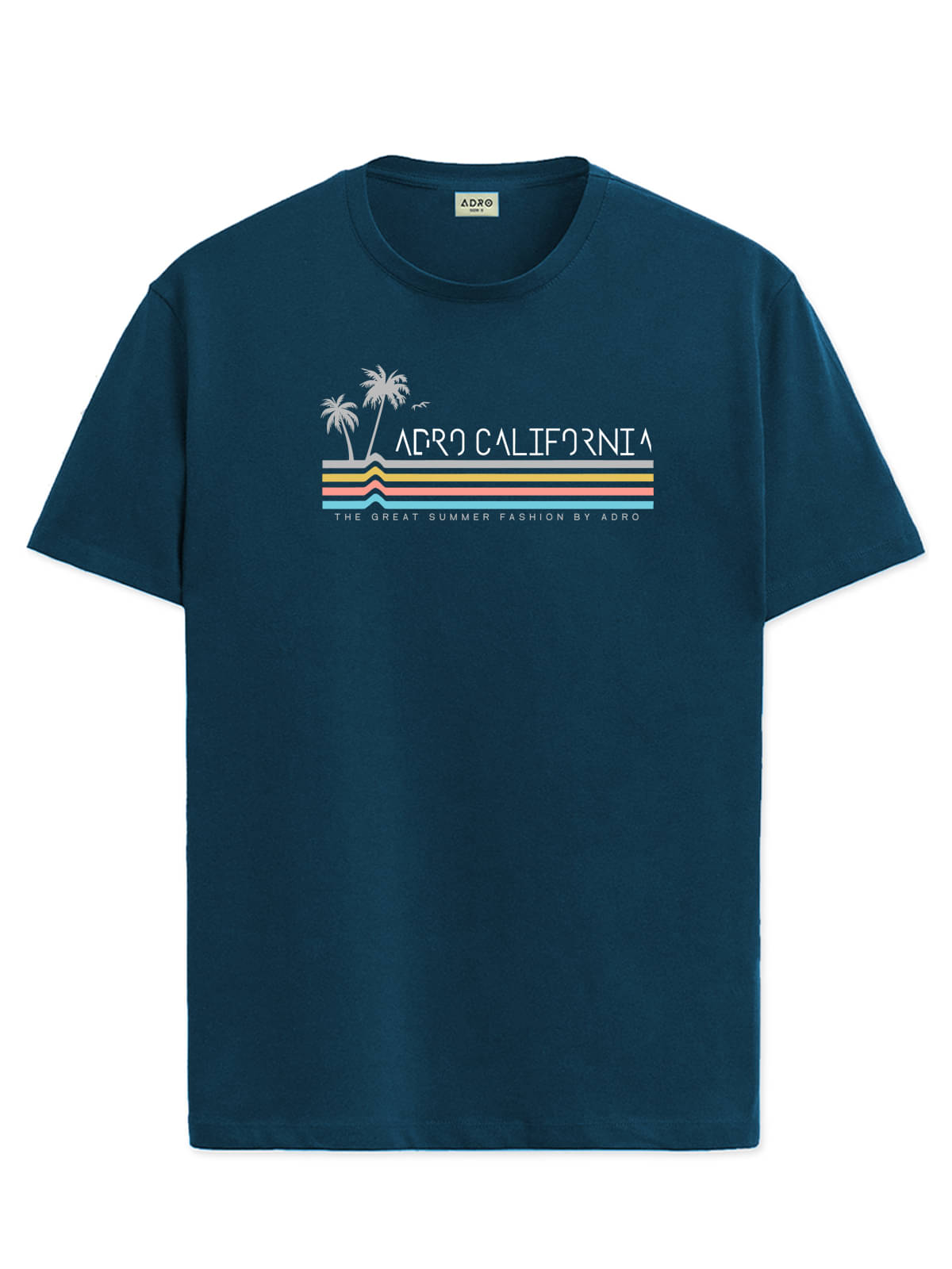     			Adro Men Cotton Blend Regular Fit Printed T-Shirt ( Teal Blue )