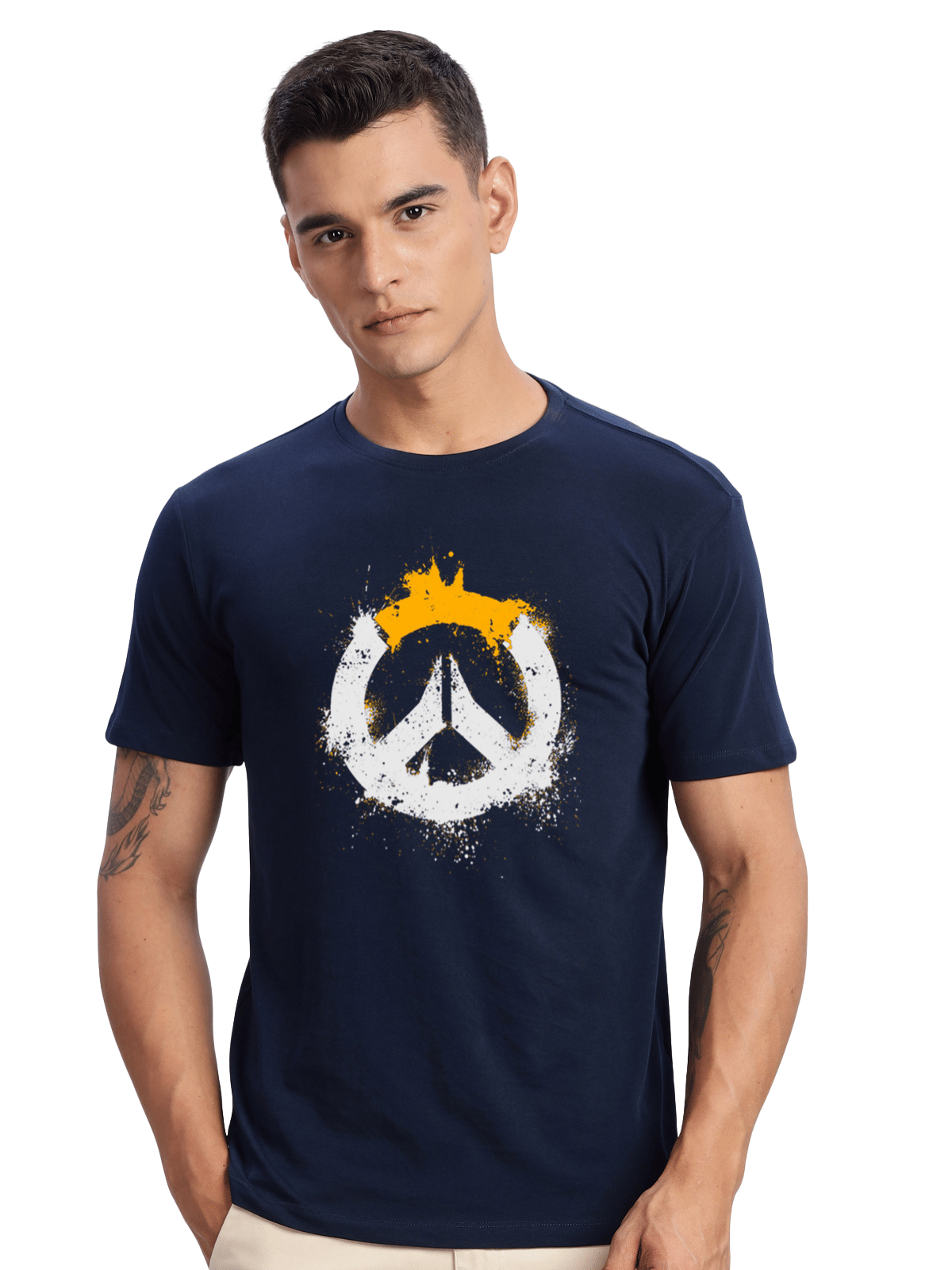 Adro Men Cotton Blend Regular Fit Printed T-Shirt ( Navy Blue ) Adro Men Cotton Blend Regular Fit Printed T-Shirt ( Navy Blue )