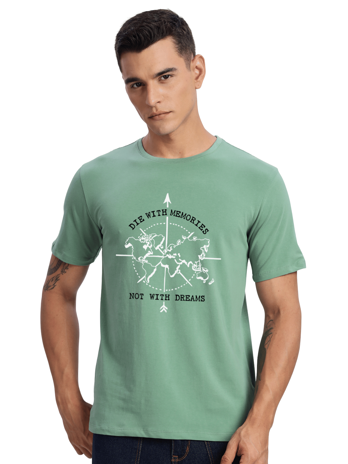     			Adro Men Cotton Blend Regular Fit Printed T-Shirt ( Sea Green )