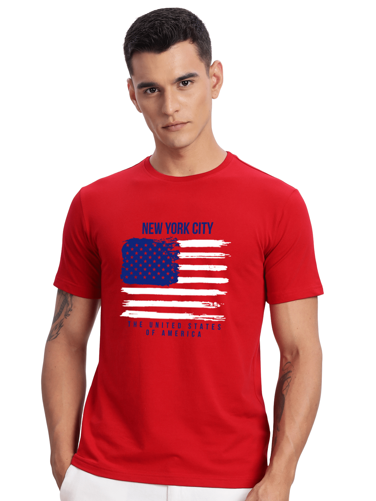     			Adro Men Cotton Blend Regular Fit Printed T-Shirt ( Red )