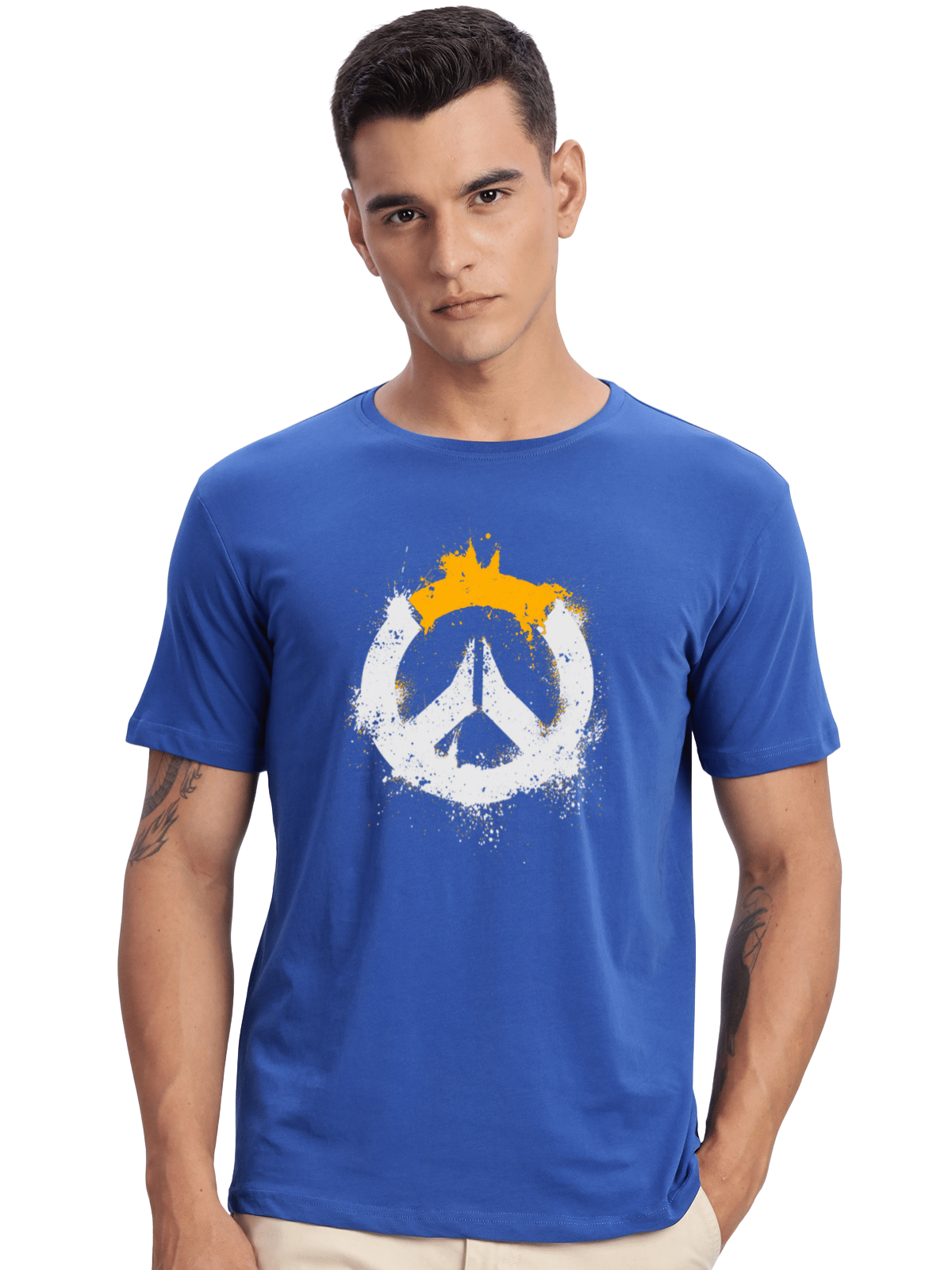 Adro Men Cotton Blend Regular Fit Printed T-Shirt ( Blue )     			Adro Men Cotton Blend Regular Fit Printed T-Shirt ( Blue )