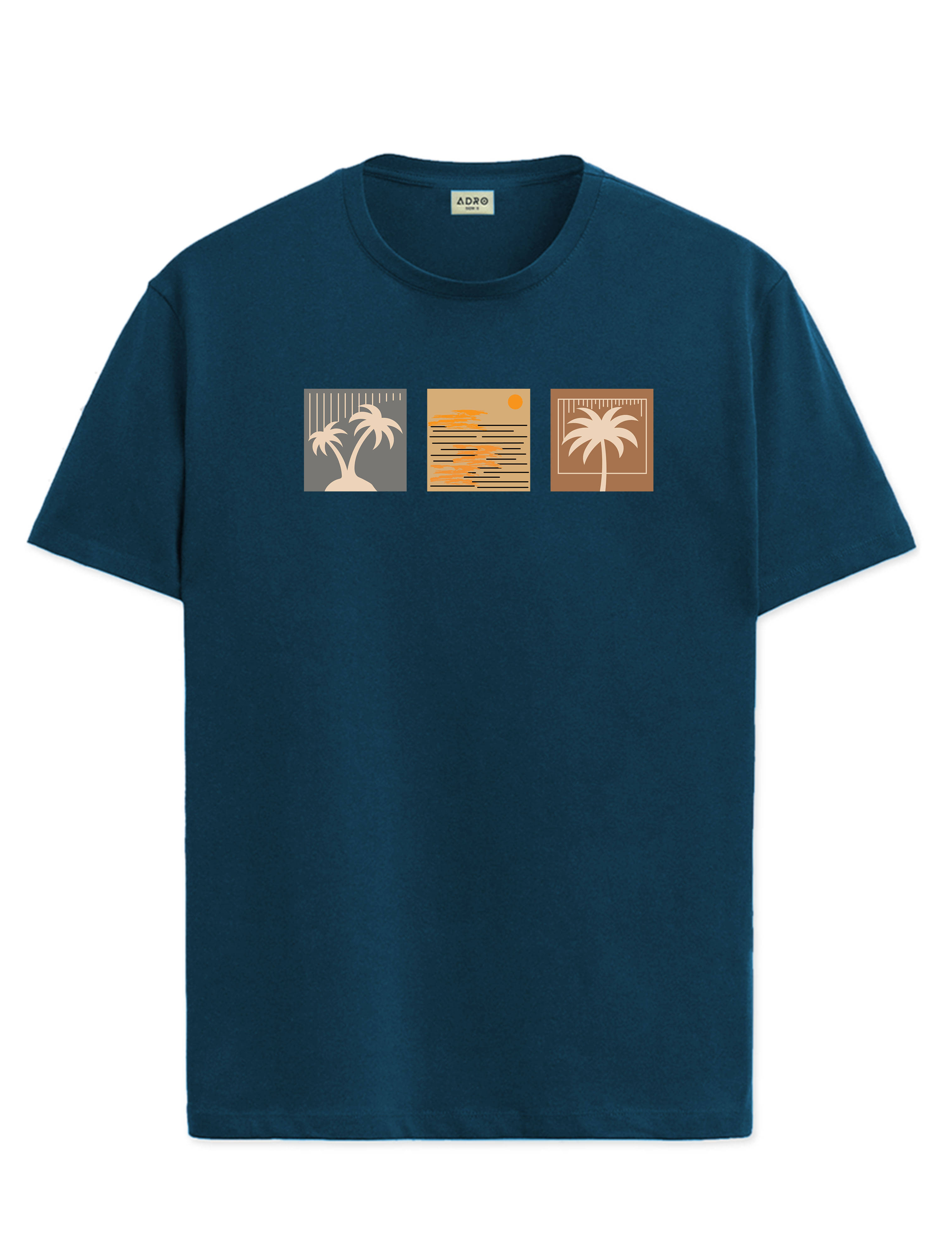     			Adro Men Cotton Blend Regular Fit Printed T-Shirt ( Teal Blue )